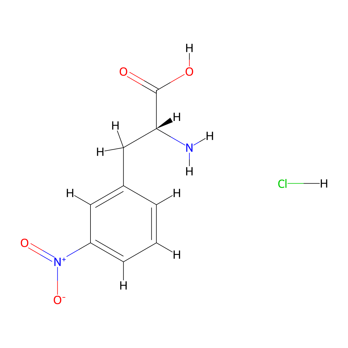 (2R)-2-Amino-3-(3-nitrophenyl)propanoic acid hydrochloride molecular structure, CAS 170157-53-6