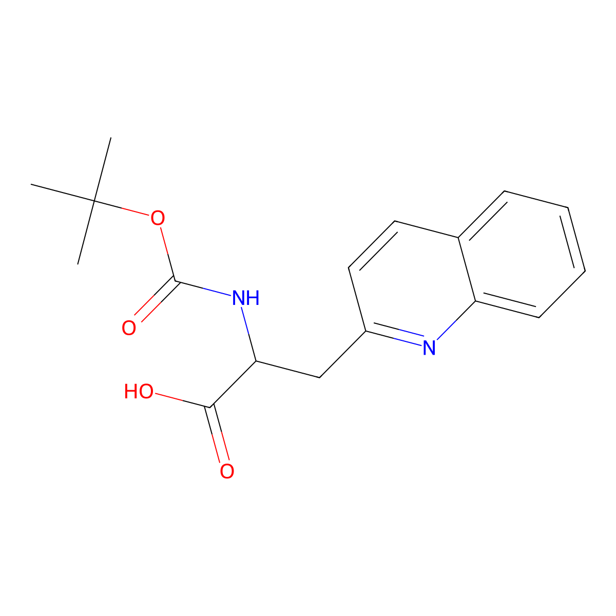 (R)-2-((tert-Butoxycarbonyl)amino)-3-(quinolin-2-yl)propanoic acid molecular structure, CAS 170157-64-9