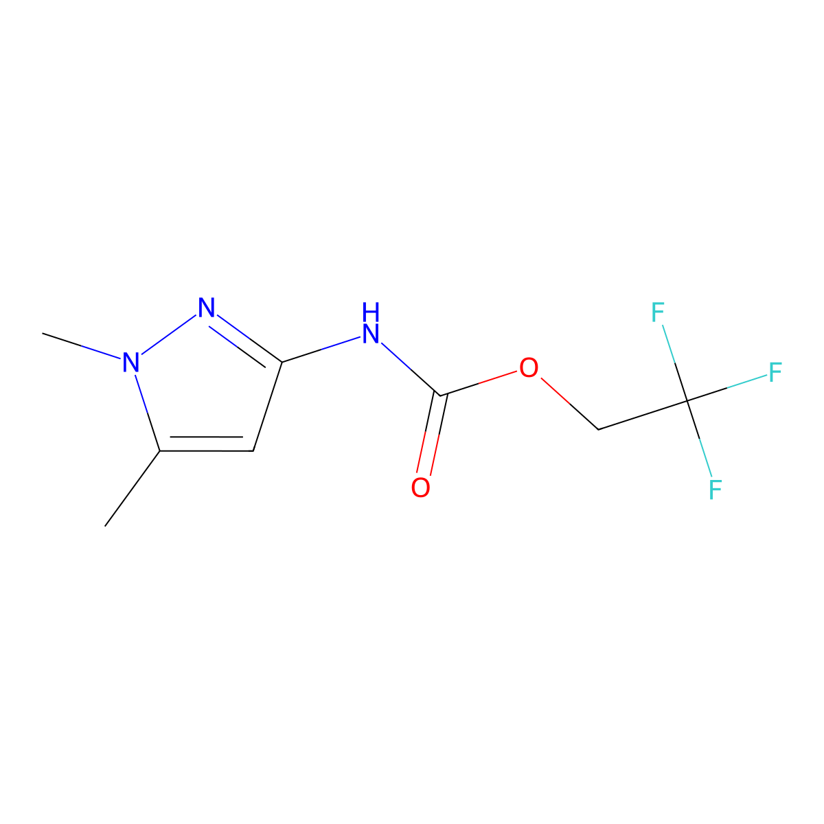 2,2,2-trifluoroethyl N-(1,5-dimethyl-1H-pyrazol-3-yl)carbamate molecular structure, CAS 1701570-01-5