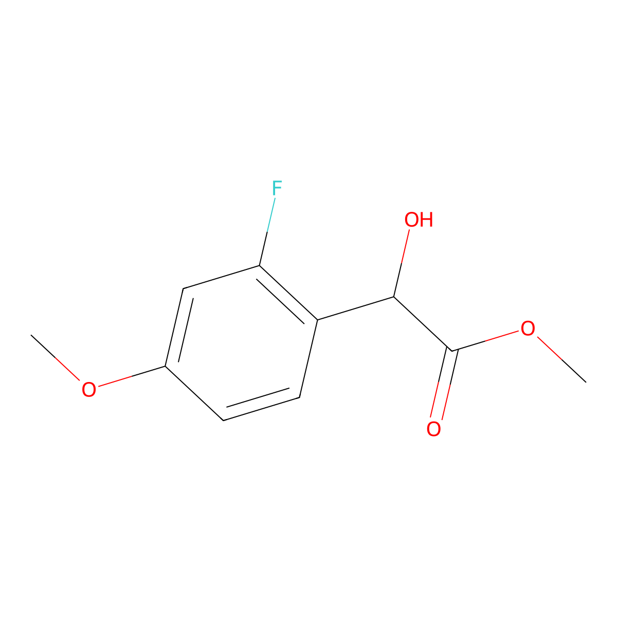 Methyl 2-(2-fluoro-4-methoxyphenyl)-2-hydroxyacetate molecular structure, CAS 1701574-26-6