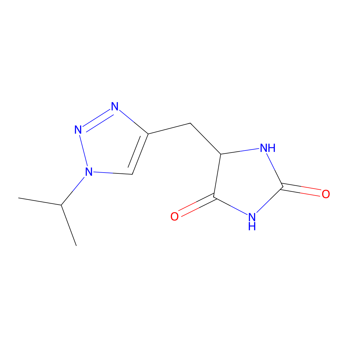 5-((1-(propan-2-yl)-1H-1,2,3-triazol-4-yl)methyl)imidazolidine-2,4-dione molecular structure, CAS 1701578-87-1