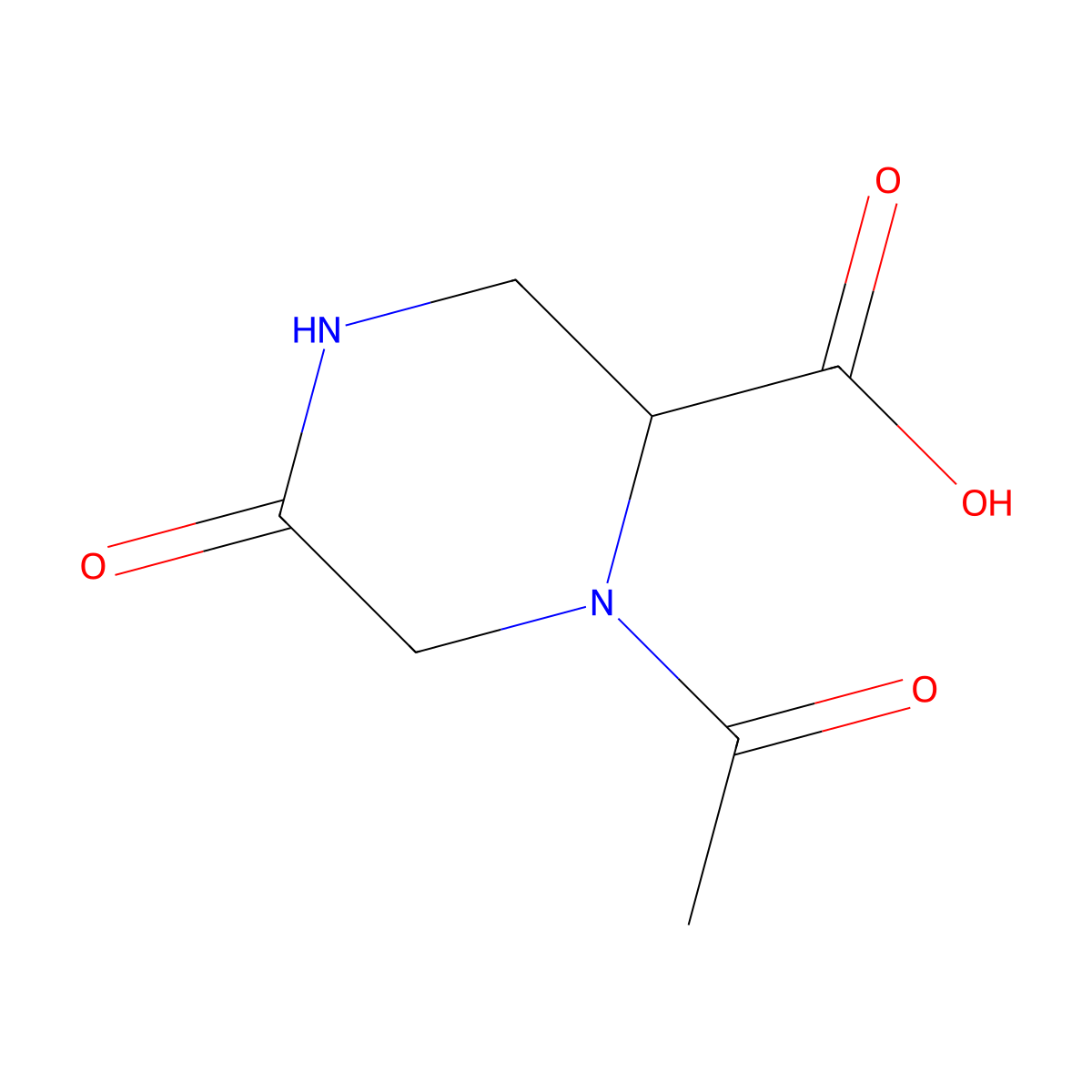 1-Acetyl-5-oxopiperazine-2-carboxylic acid molecular structure, CAS 1701580-62-2