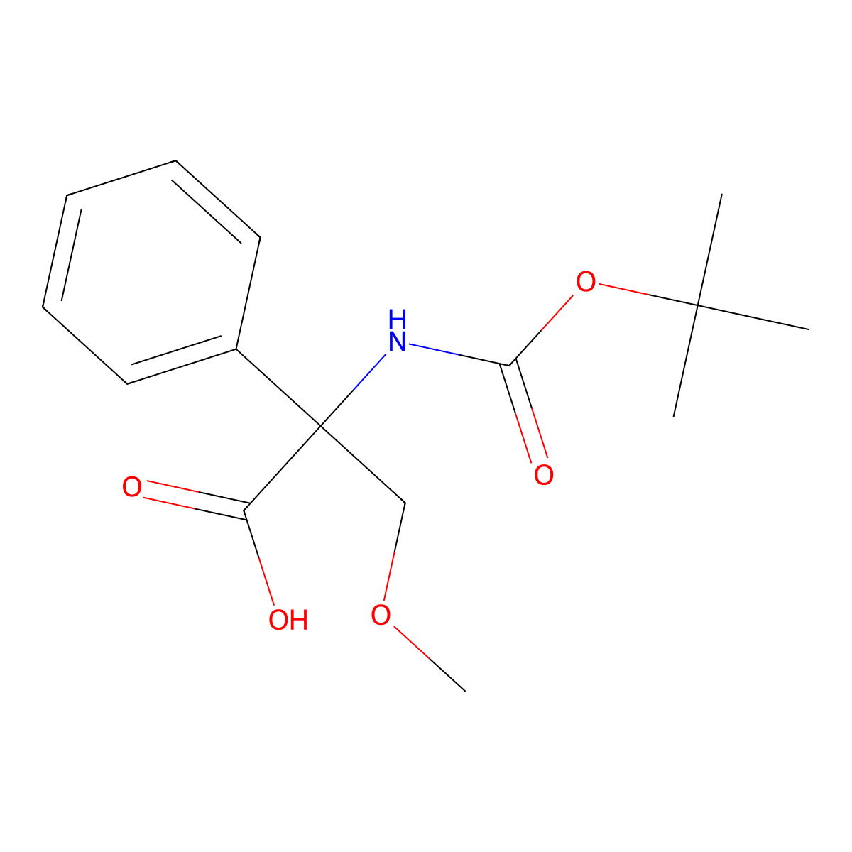 2-{[(Tert-butoxy)carbonyl]amino}-3-methoxy-2-phenylpropanoic acid molecular structure, CAS 1701580-75-7