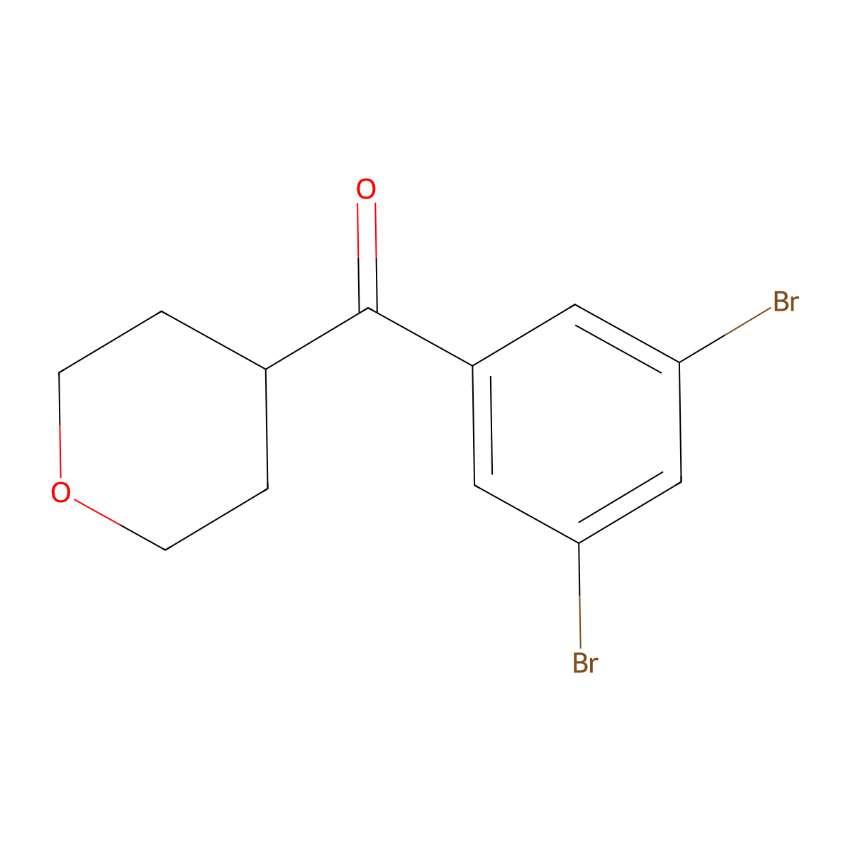 (3,5-Dibromophenyl)(tetrahydro-2H-pyran-4-yl)methanone molecular structure, CAS 1701581-31-8