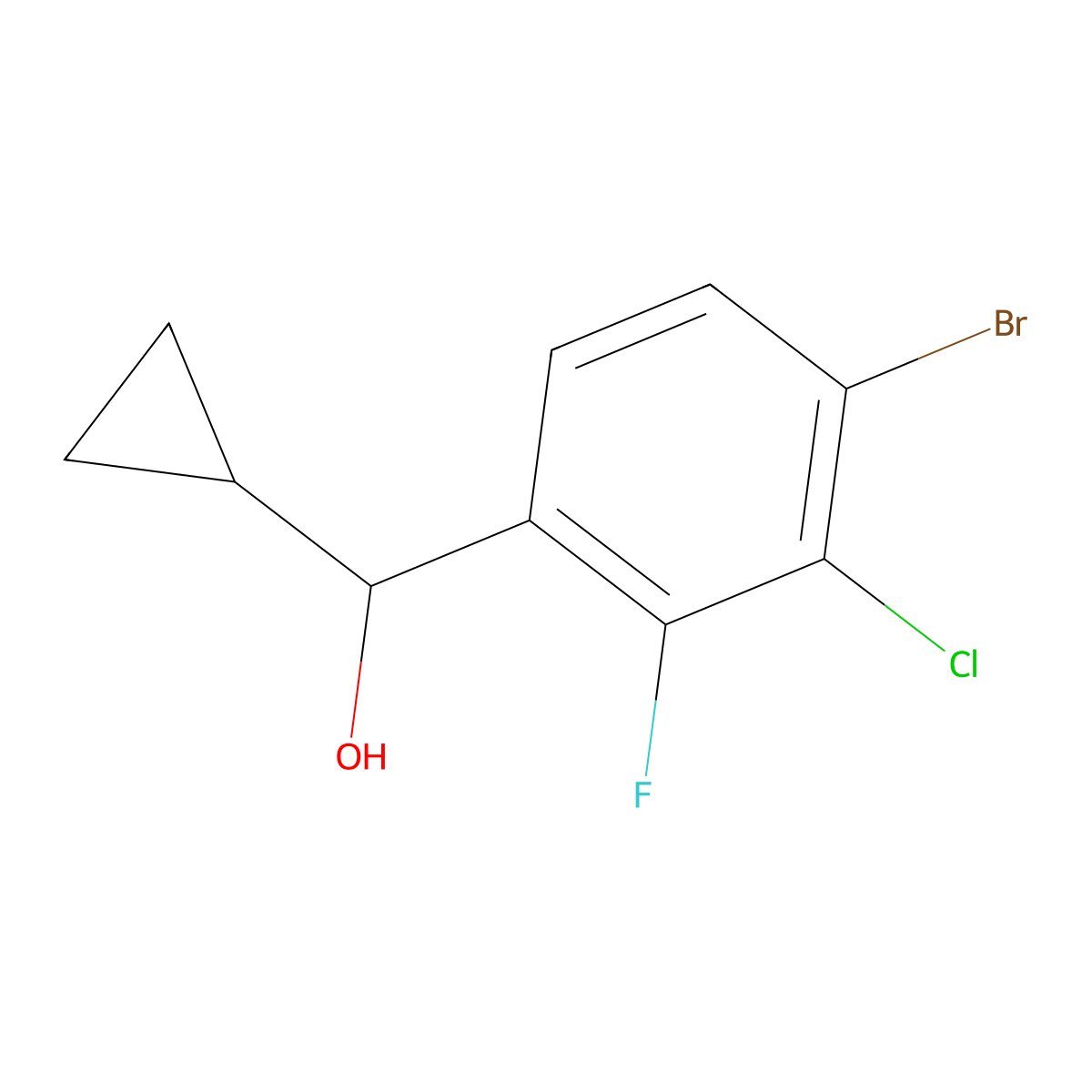 4-Bromo-3-chloro-alpha-cyclopropyl-2-fluorobenZenemethanol molecular structure, CAS 1701582-57-1