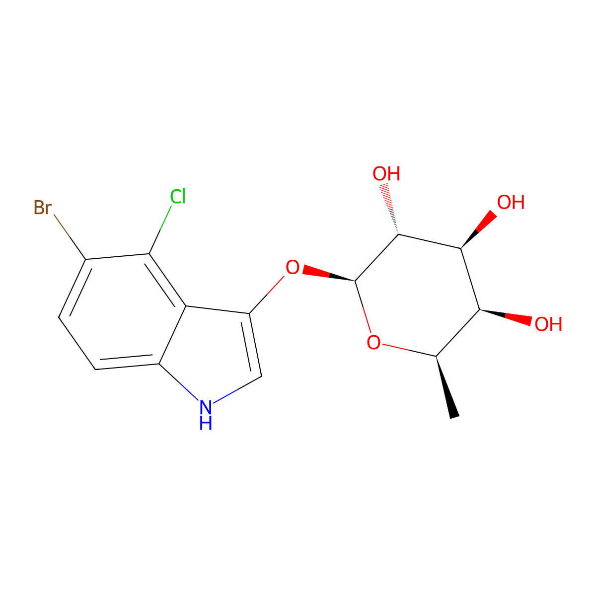 (2S,3R,4S,5R,6R)-2-[(5-bromo-4-chloro-1H-indol-3-yl)oxy]-6-methyloxane-3,4,5-triol molecular structure, CAS 17016-46-5