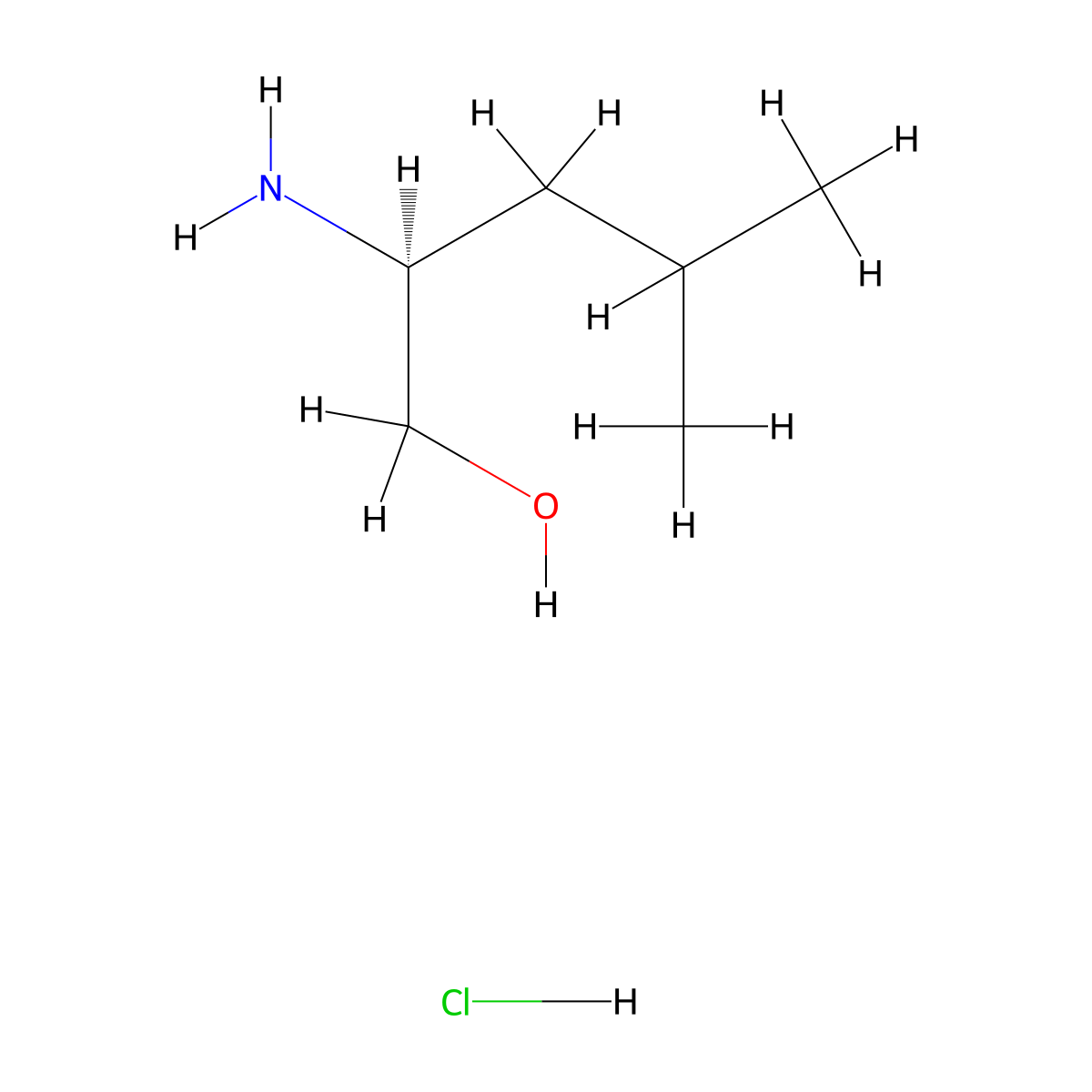(S)-2-Amino-4-methylpentan-1-ol hydrochloride molecular structure, CAS 17016-87-4
