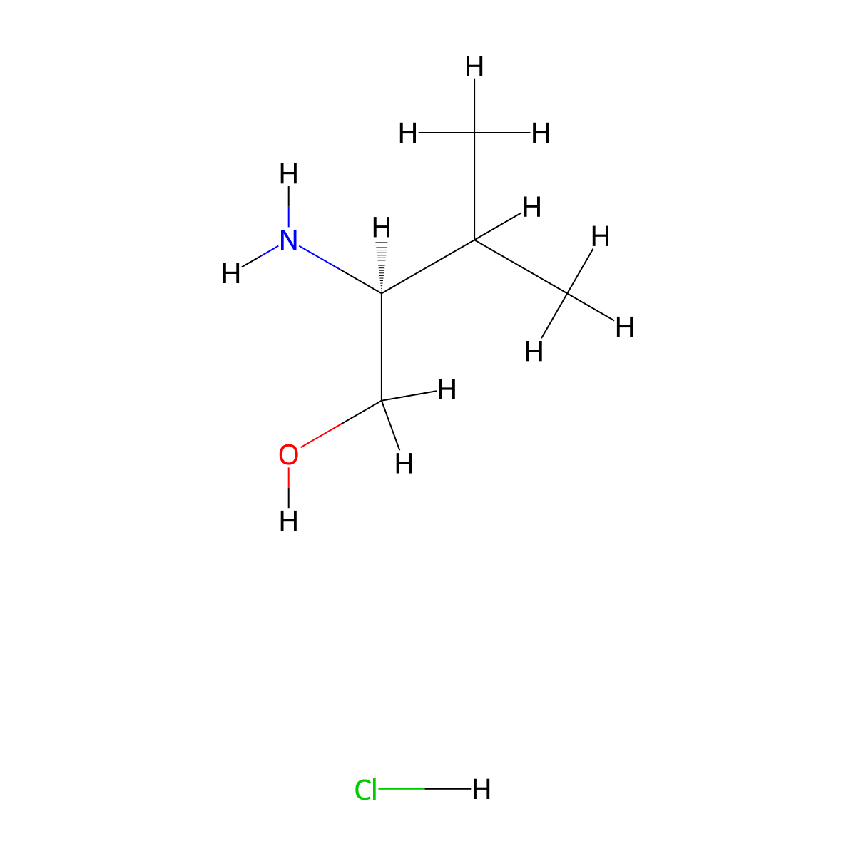 (2S)-2-amino-3-methylbutan-1-ol hydrochloride molecular structure, CAS 17016-89-6