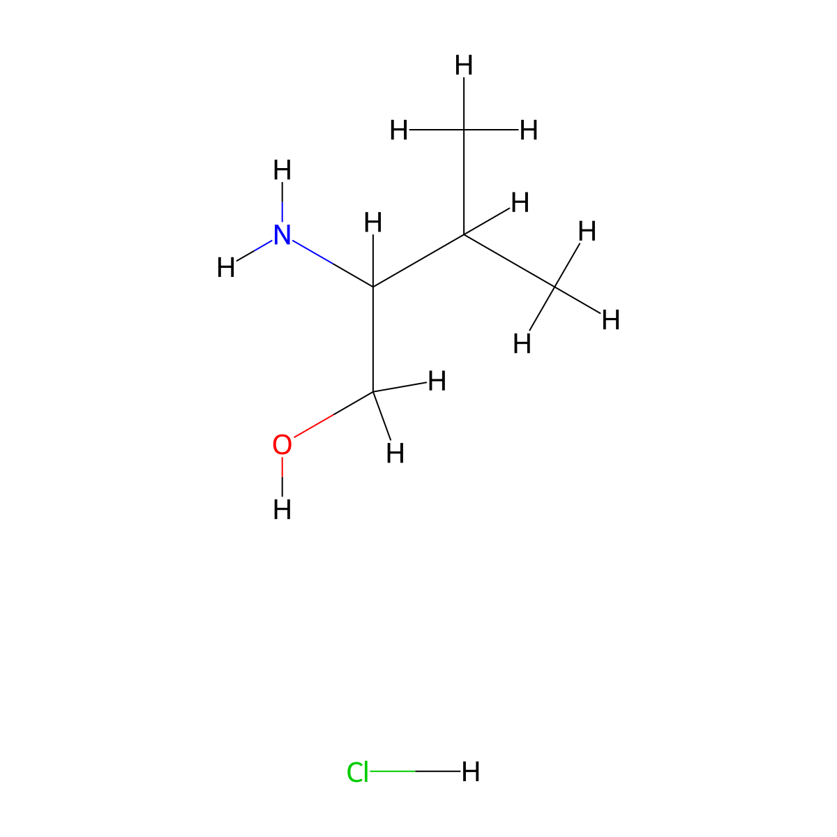 2-Amino-3-methylbutan-1-ol hydrochloride molecular structure, CAS 17016-90-9