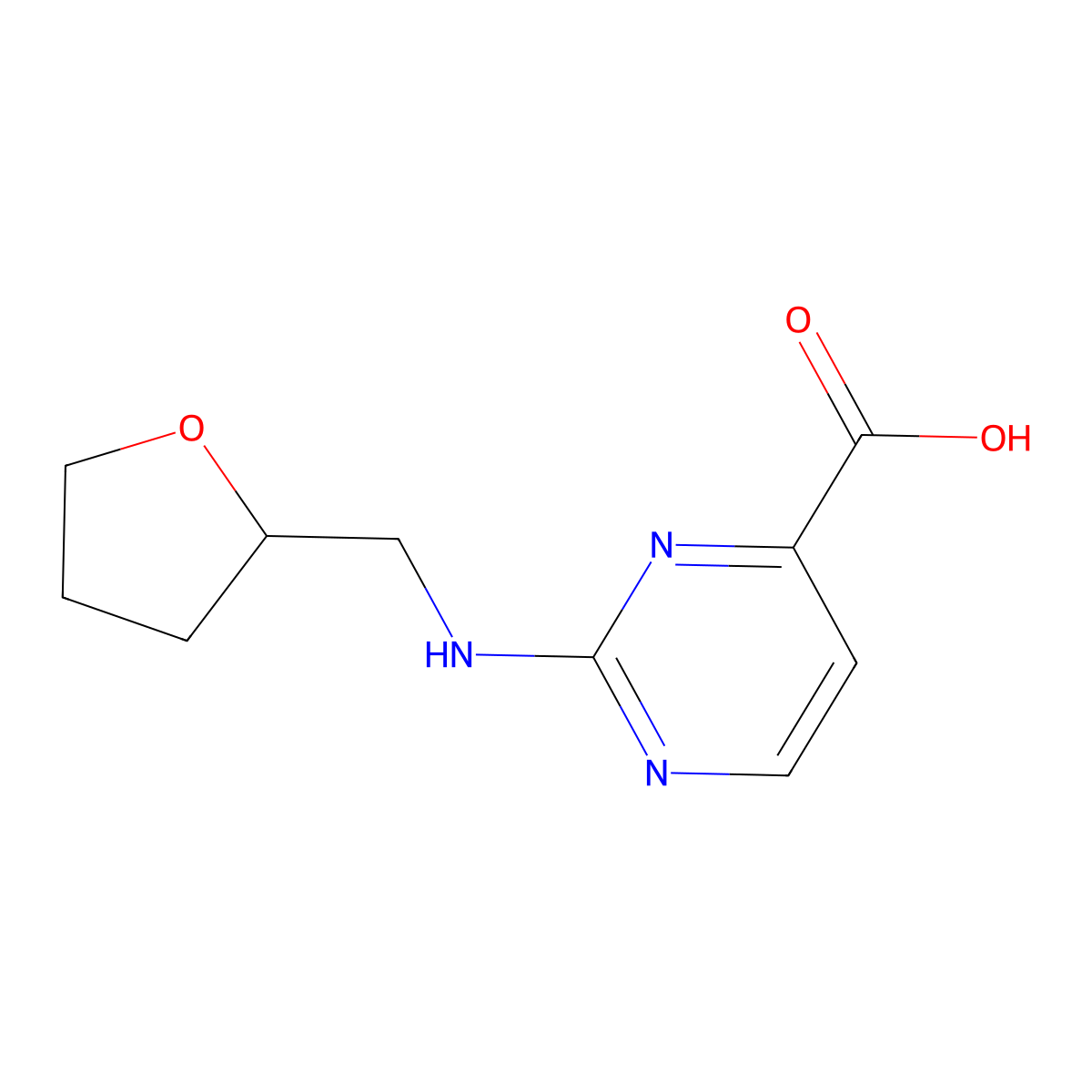2-{[(Oxolan-2-yl)methyl]amino}pyrimidine-4-carboxylic acid molecular structure, CAS 1701604-81-0