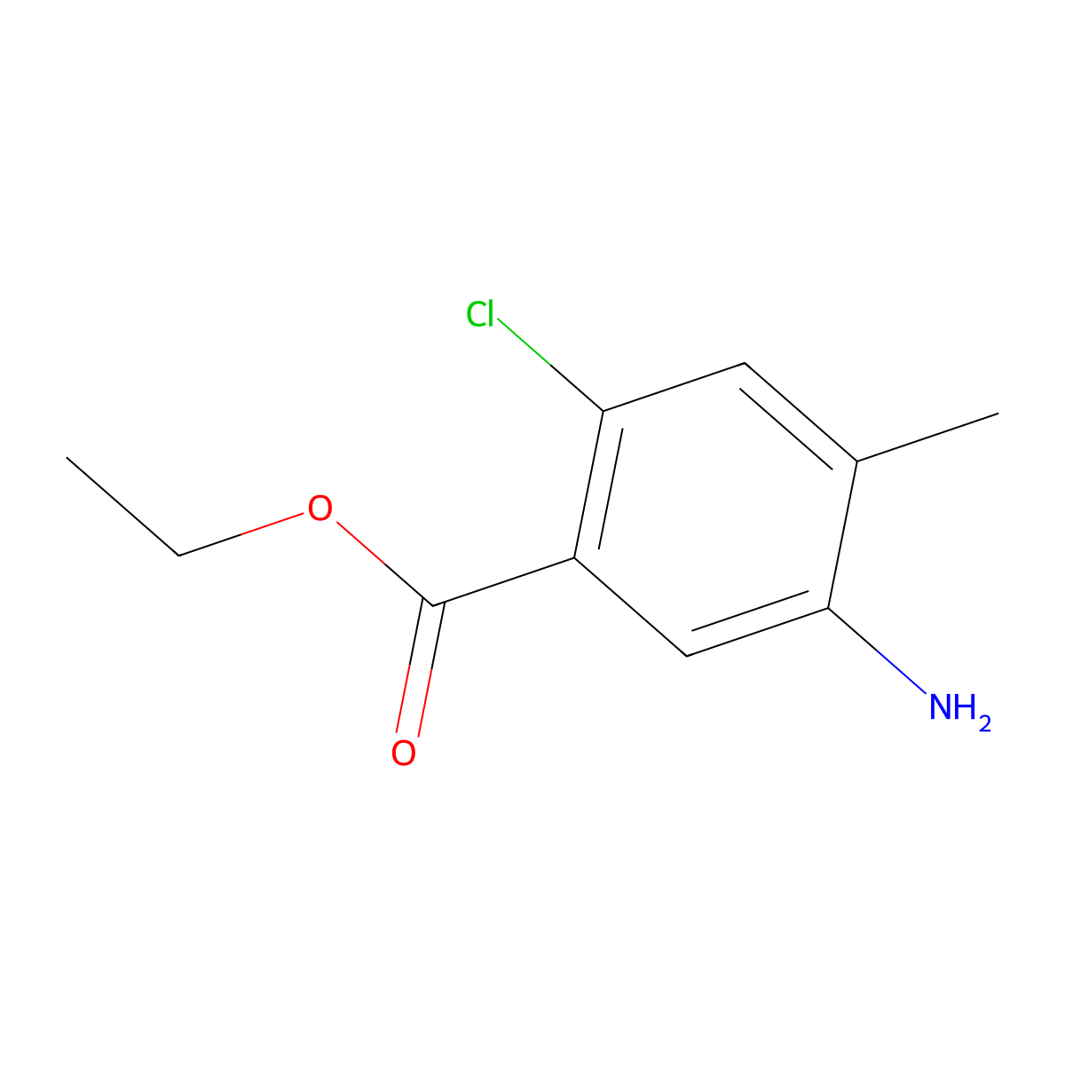 Ethyl 5-amino-2-chloro-4-methylbenzoate molecular structure, CAS 1701607-63-7