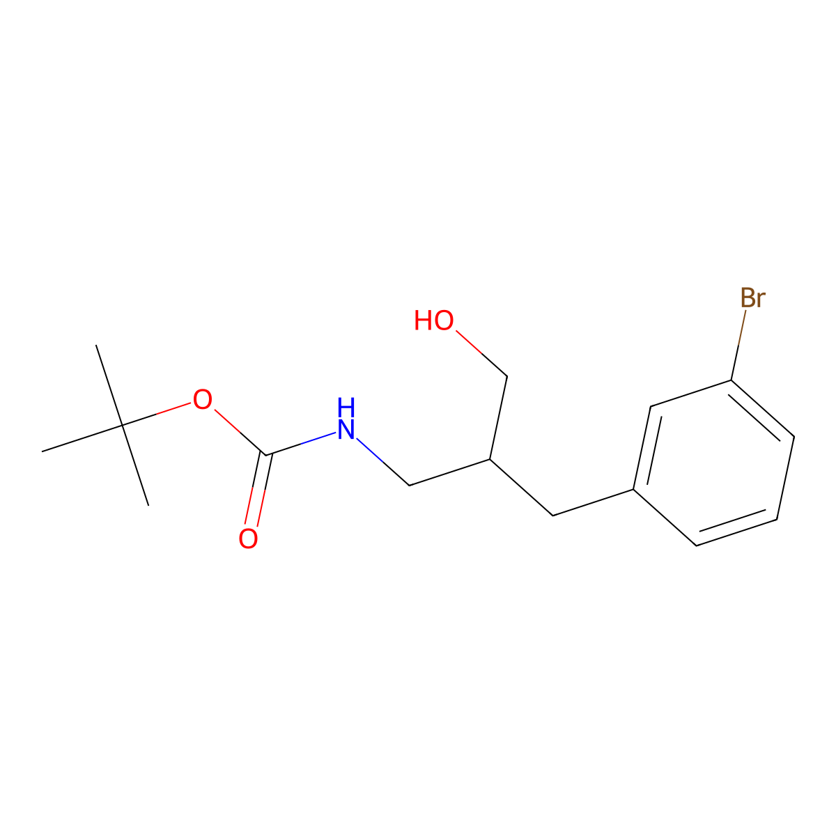 tert-butyl N-{2-[(3-bromophenyl)methyl]-3-hydroxypropyl}carbamate molecular structure, CAS 1701616-60-5