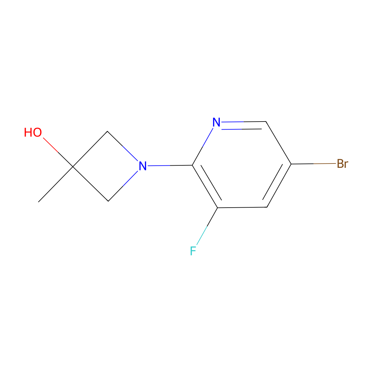 1-(5-Bromo-3-fluoropyridin-2-yl)-3-methylazetidin-3-ol molecular structure, CAS 1701617-17-5