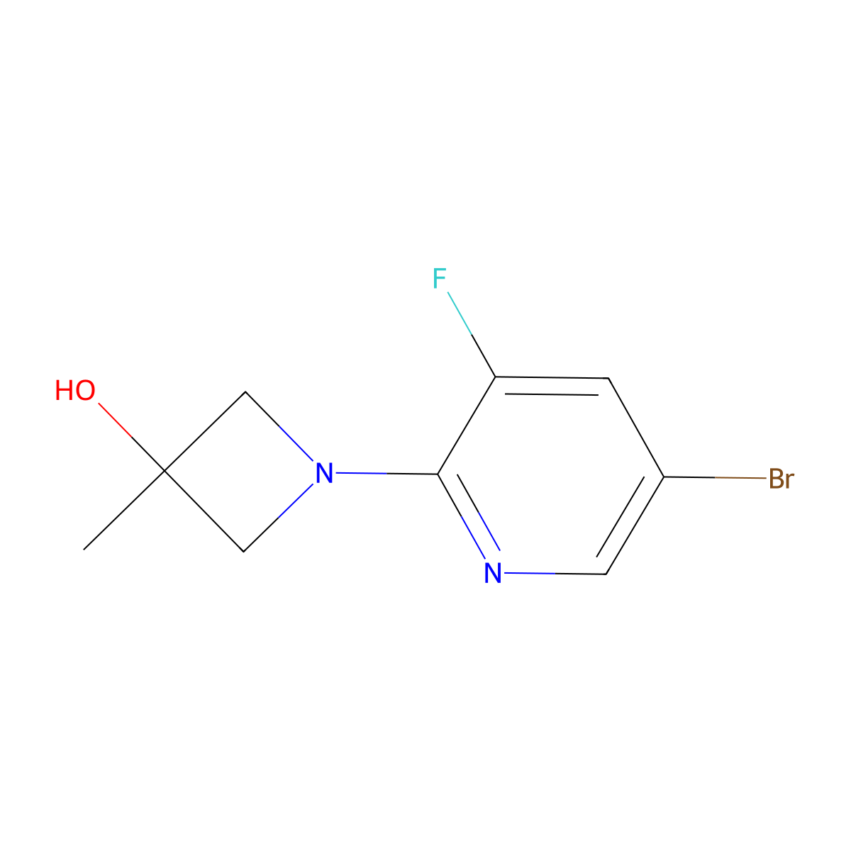 1-(5-Bromo-3-fluoropyridin-2-yl)-3-methylazetidin-3-ol molecular structure, CAS 1701617-17-5