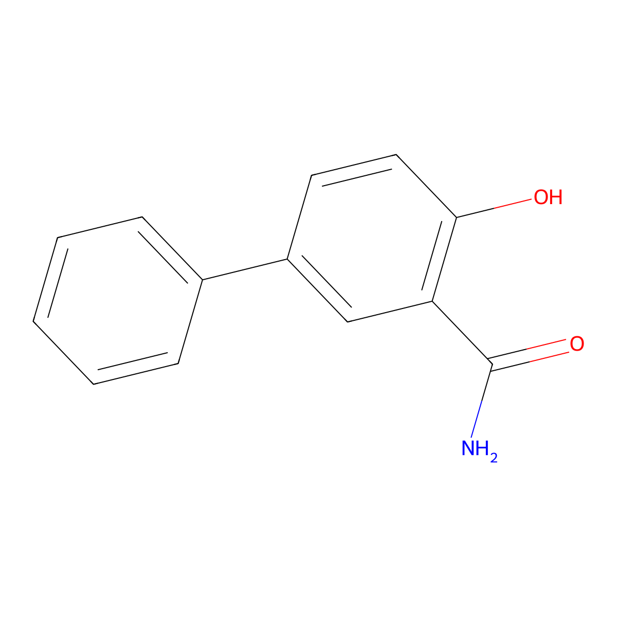 4-Hydroxy-[1,1'-biphenyl]-3-carboxamide molecular structure, CAS 170163-43-6