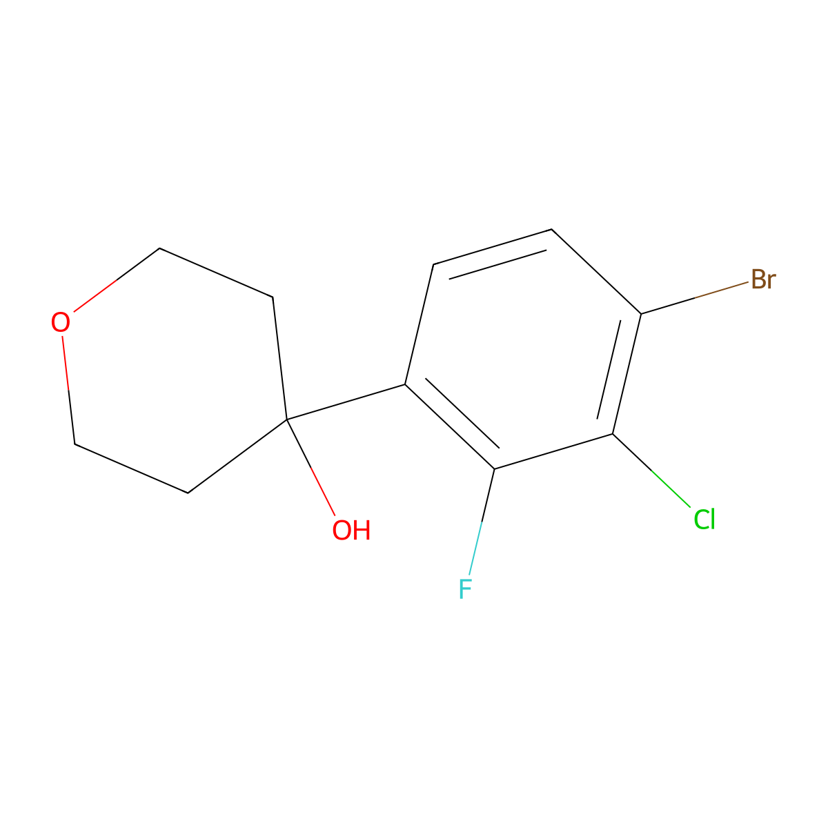 4-(4-Bromo-3-chloro-2-fluorophenyl)tetrahydro-2H-pyran-4-ol molecular structure, CAS 1701637-09-3
