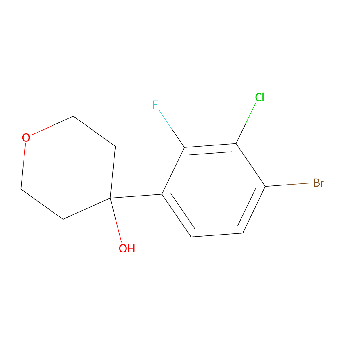 4-(4-Bromo-3-chloro-2-fluorophenyl)tetrahydro-2H-pyran-4-ol molecular structure, CAS 1701637-09-3