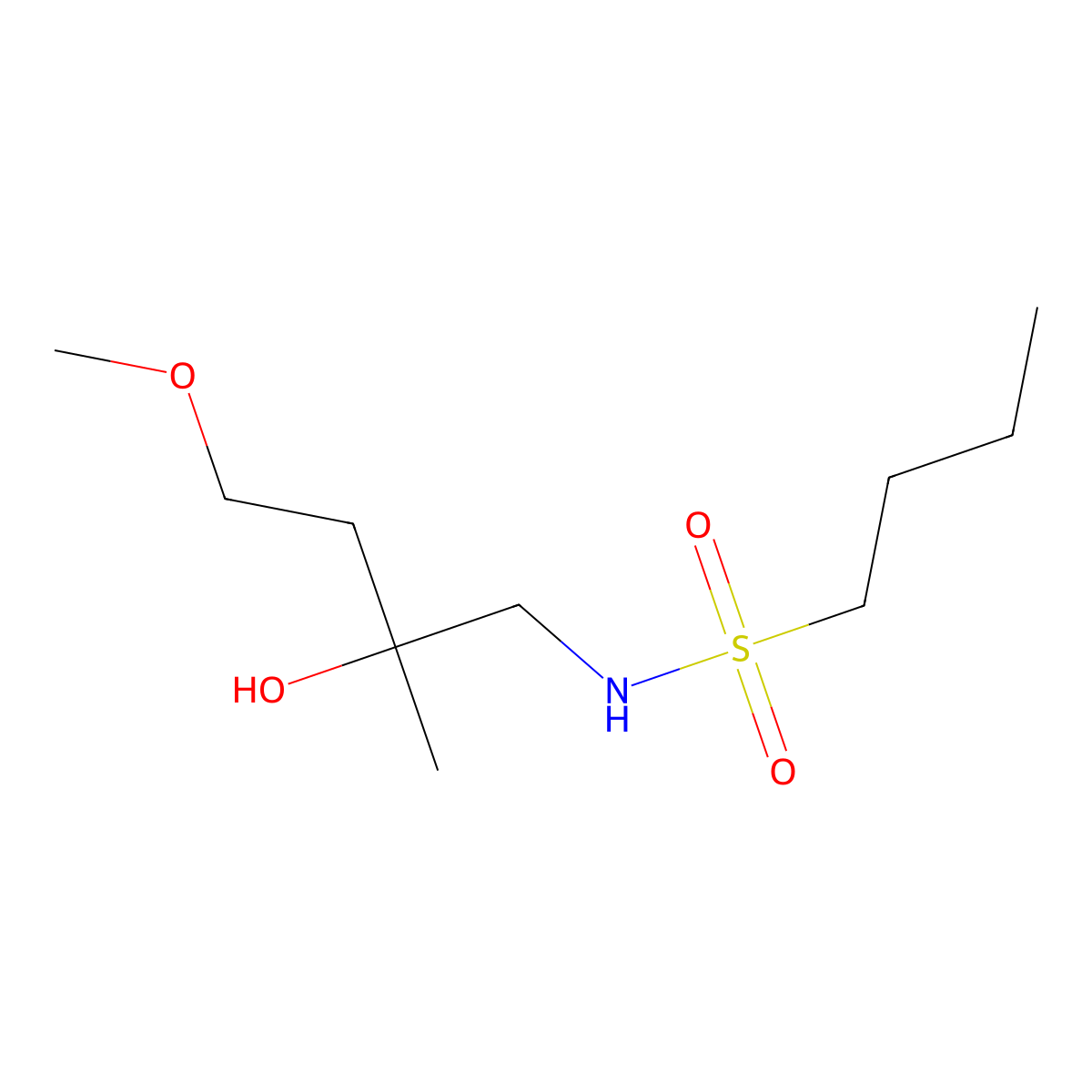N-(2-hydroxy-4-methoxy-2-methylbutyl)butane-1-sulfonamide molecular structure, CAS 1701642-12-7