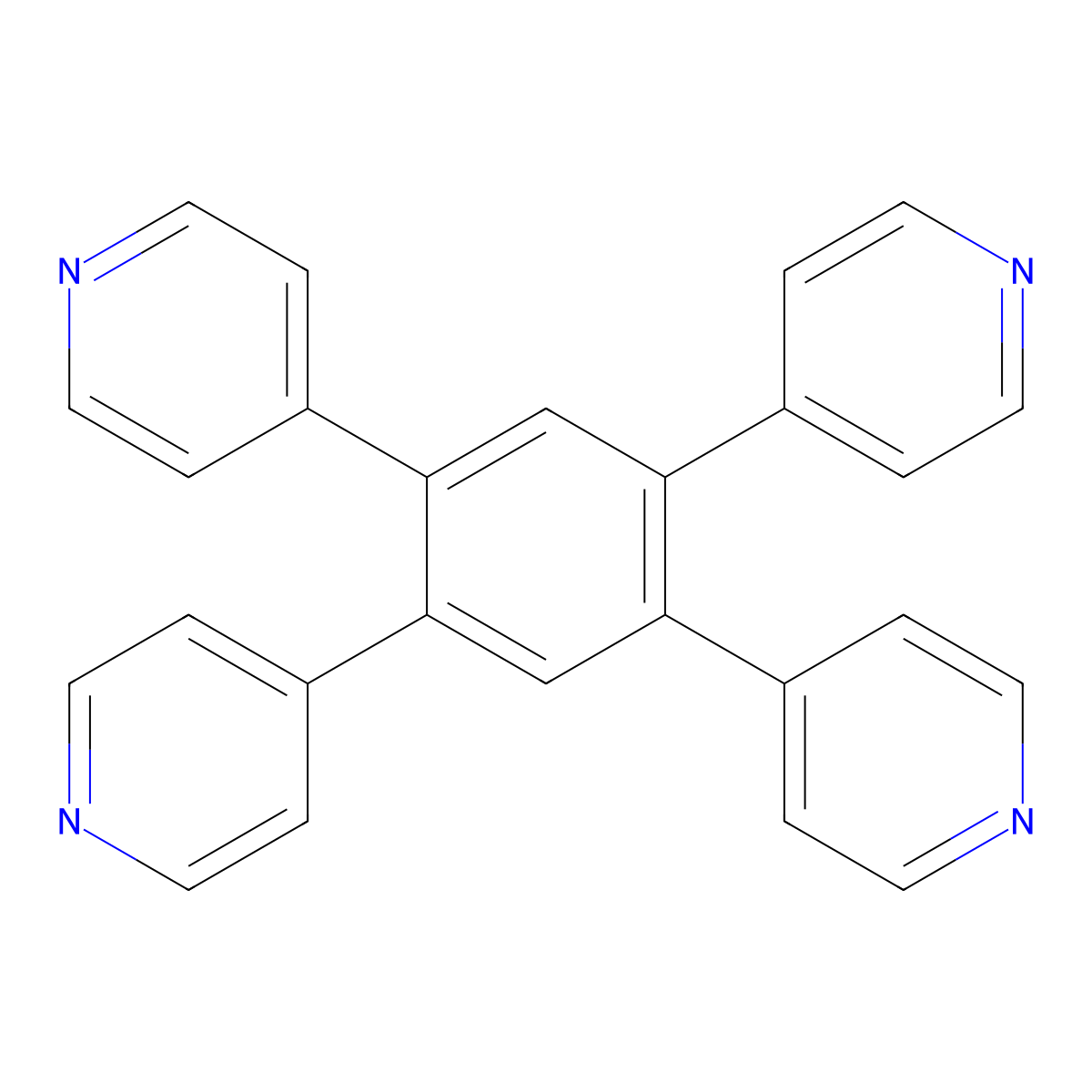 4,4',4'',4'''-(Benzene-1,2,4,5-tetrayl)tetrapyridine molecular structure, CAS 170165-81-8