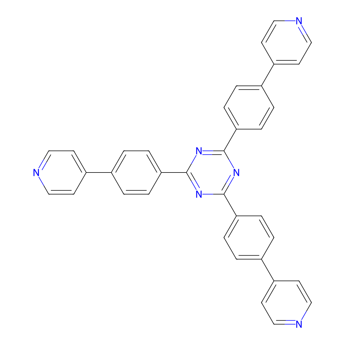 2,4,6-Tris(4-(pyridin-4-yl)phenyl)-1,3,5-triazine molecular structure, CAS 170165-86-3