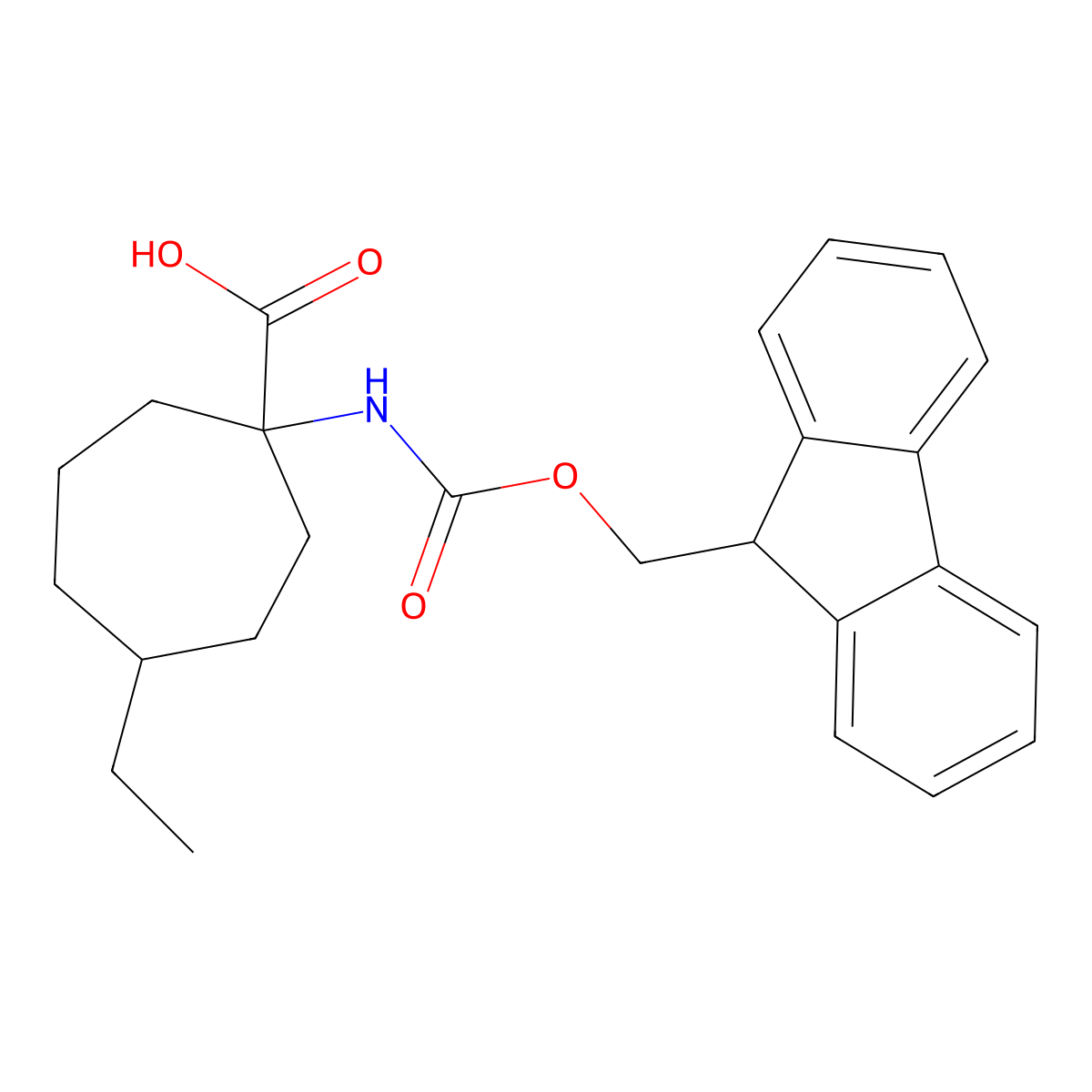 4-ethyl-1-({[(9H-fluoren-9-yl)methoxy]carbonyl}amino)cycloheptane-1-carboxylic acid molecular structure, CAS 1701685-30-4
