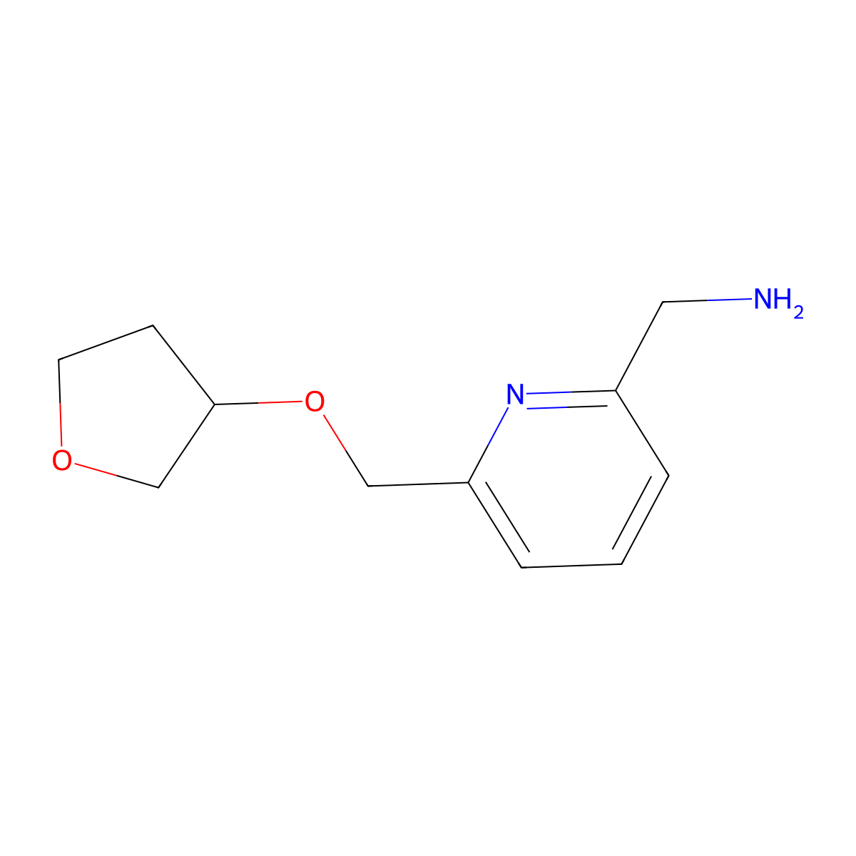 (R)-(6-(((Tetrahydrofuran-3-yl)oxy)methyl)pyridin-2-yl)methanamine molecular structure, CAS 1701690-73-4