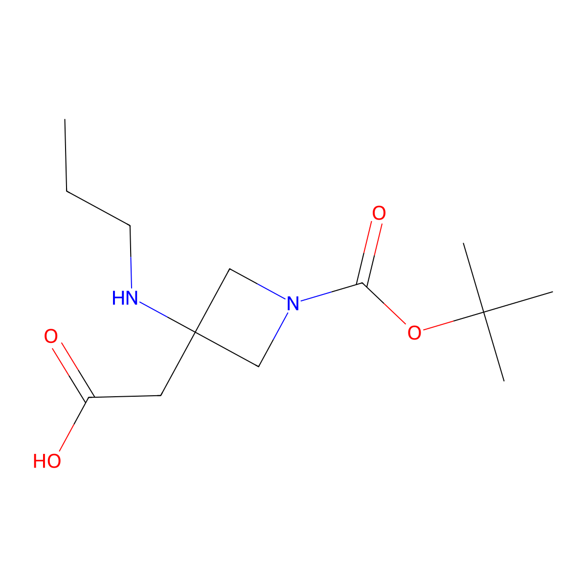 2-{1-[(Tert-butoxy)carbonyl]-3-(propylamino)azetidin-3-yl}acetic acid molecular structure, CAS 1701692-92-3