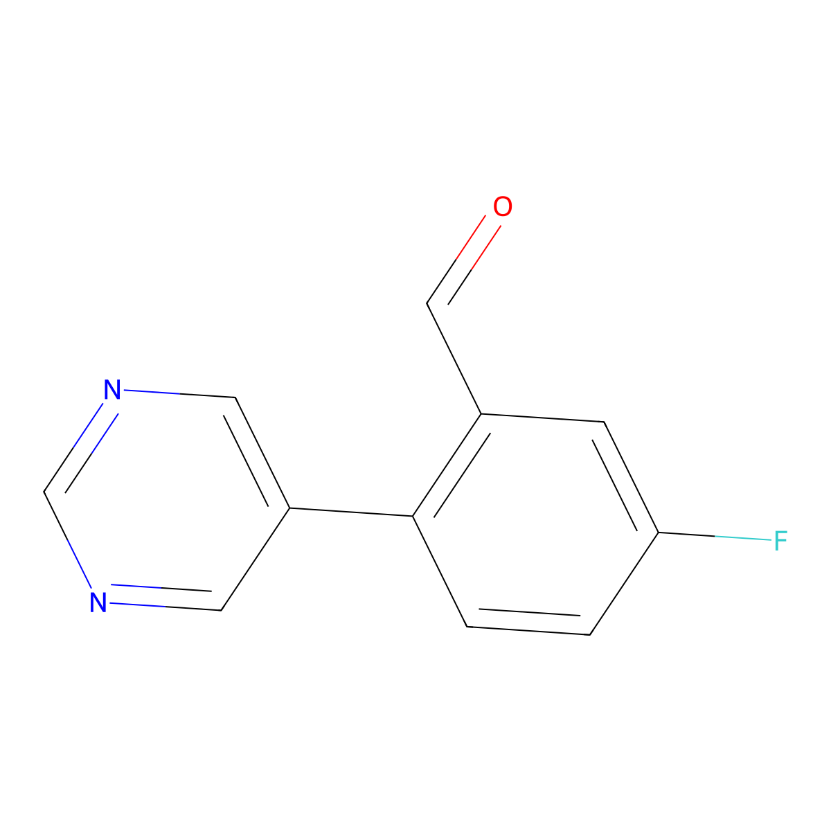 5-Fluoro-2-(pyrimidin-5-yl)benzaldehyde molecular structure, CAS 1701697-01-9