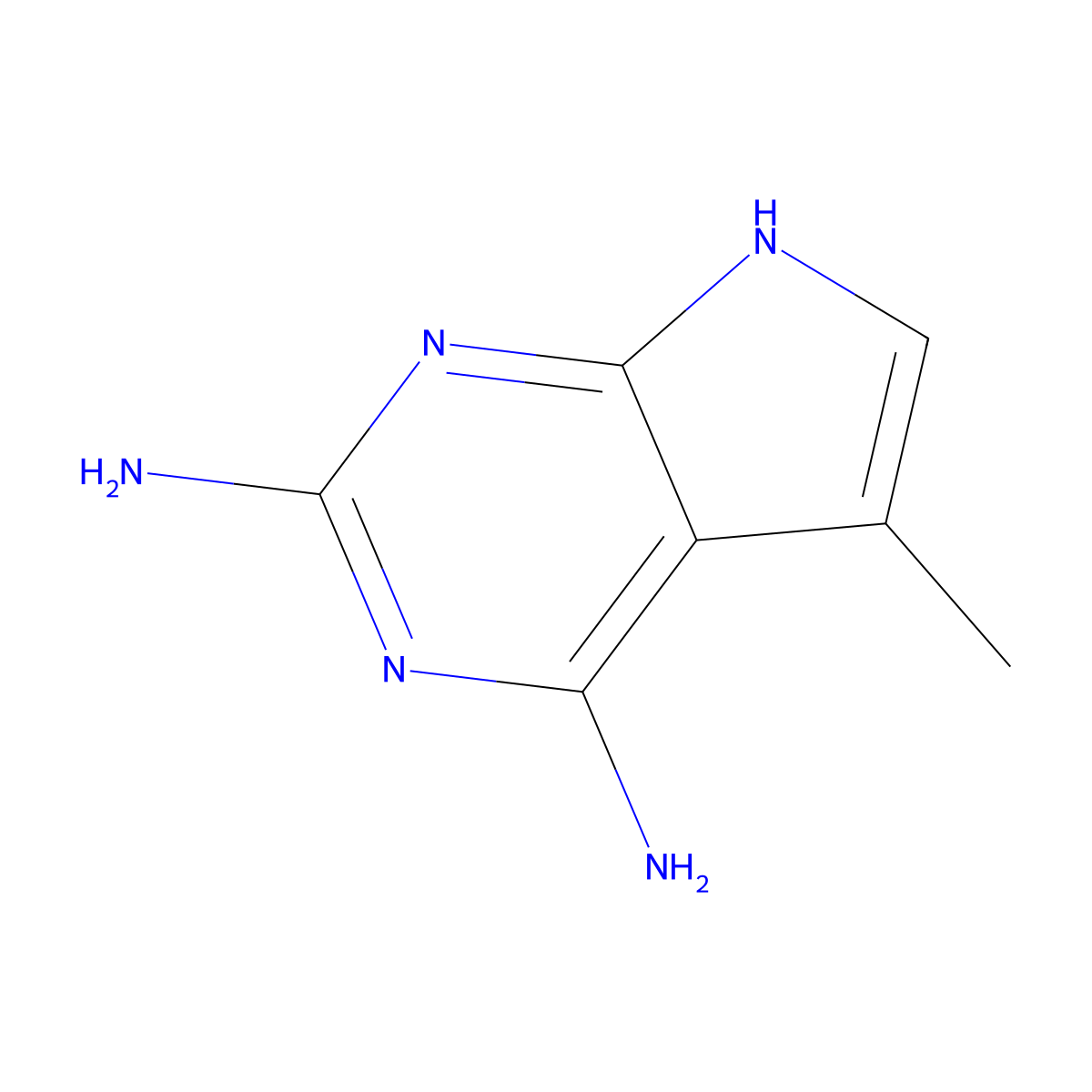 5-Methyl-7H-pyrrolo(2,3-d)pyrimidine-2,4-diamine molecular structure, CAS 170170-13-5