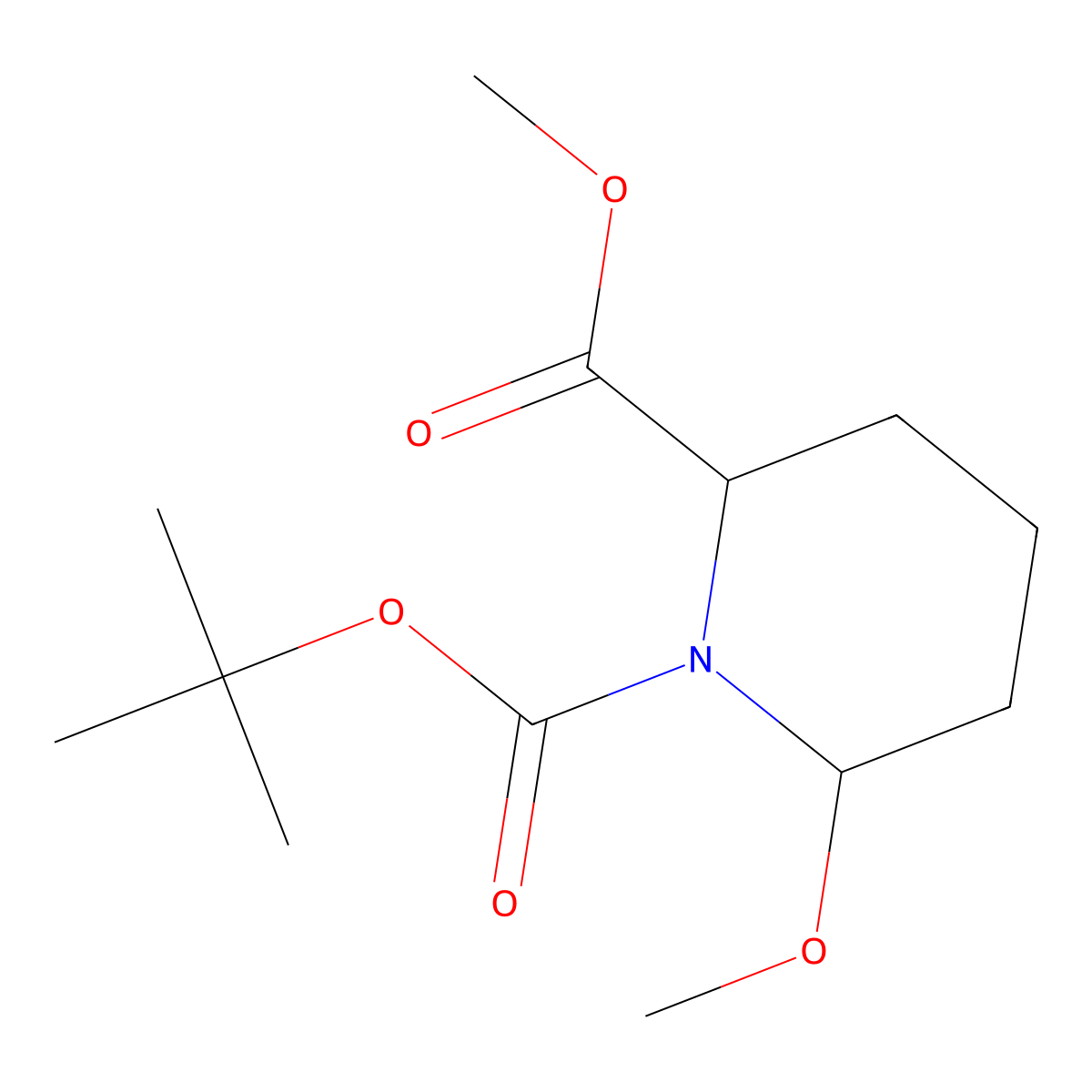 1-Tert-butyl 2-methyl 6-methoxypiperidine-1,2-dicarboxylate molecular structure, CAS 170170-78-2