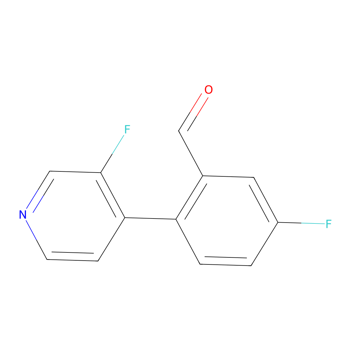 5-Fluoro-2-(3-fluoropyridin-4-yl)benzaldehyde molecular structure, CAS 1701713-41-8
