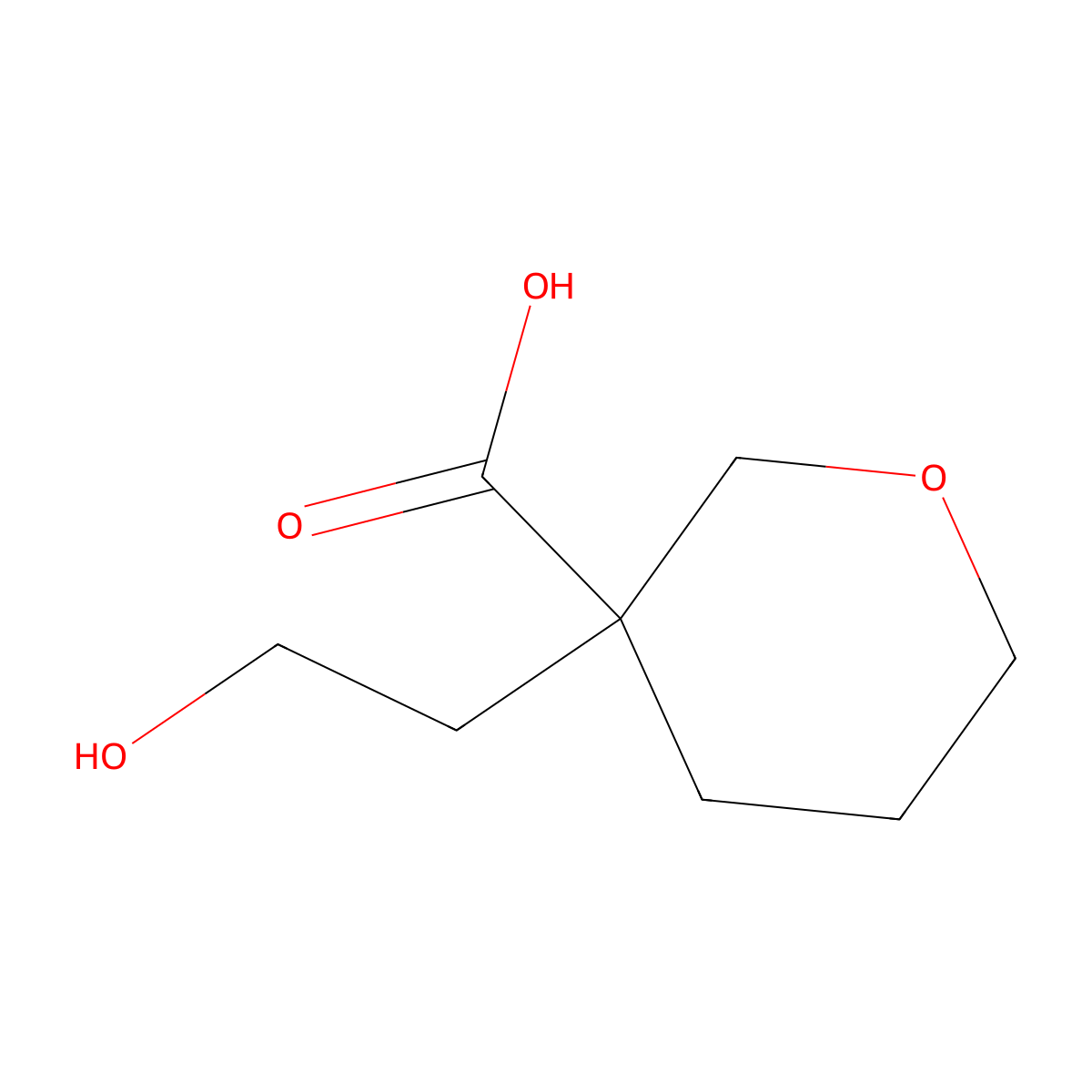 3-(2-Hydroxyethyl)oxane-3-carboxylic acid molecular structure, CAS 1701713-56-5