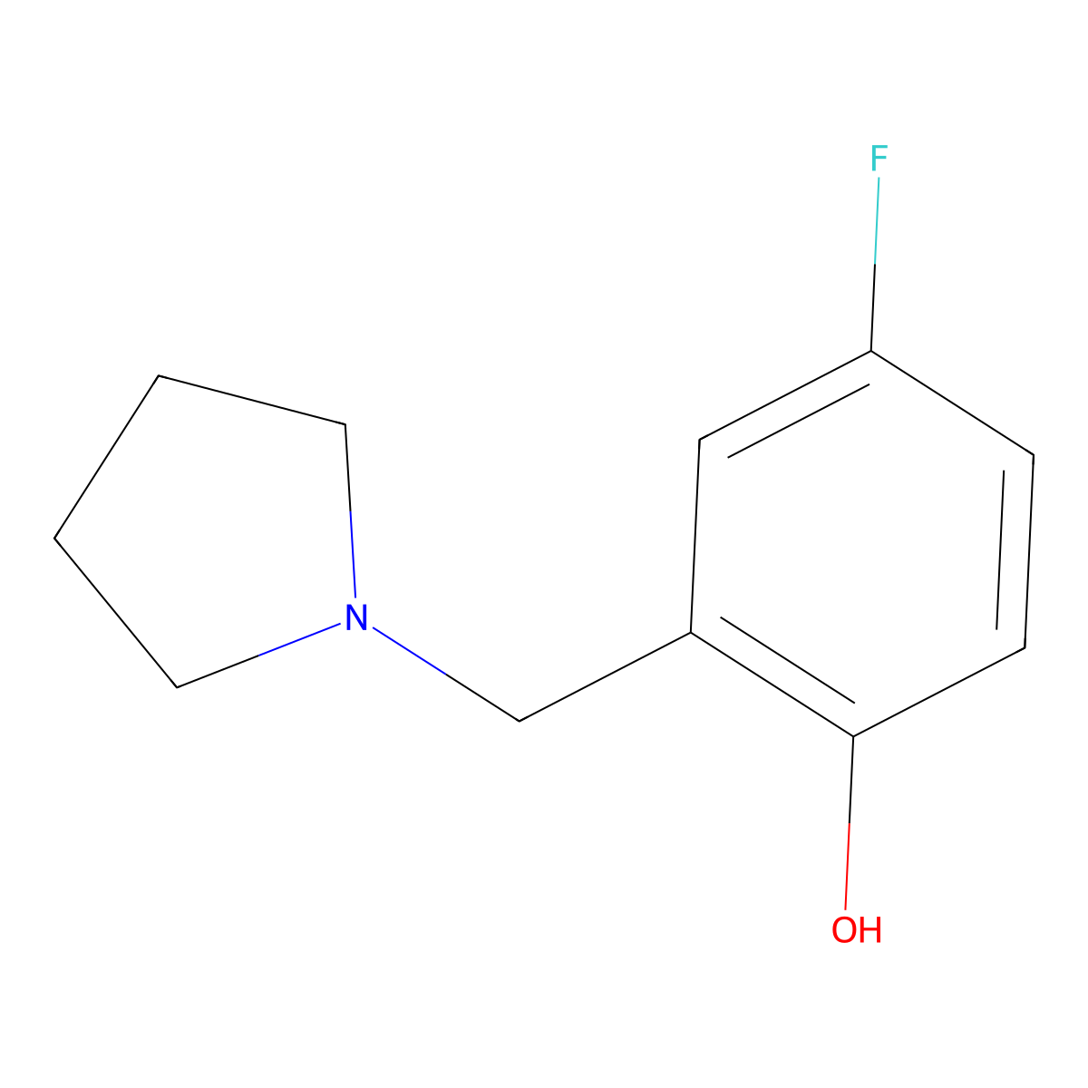 4-Fluoro-2-(pyrrolidin-1-ylmethyl)phenol molecular structure, CAS 1701717-46-5