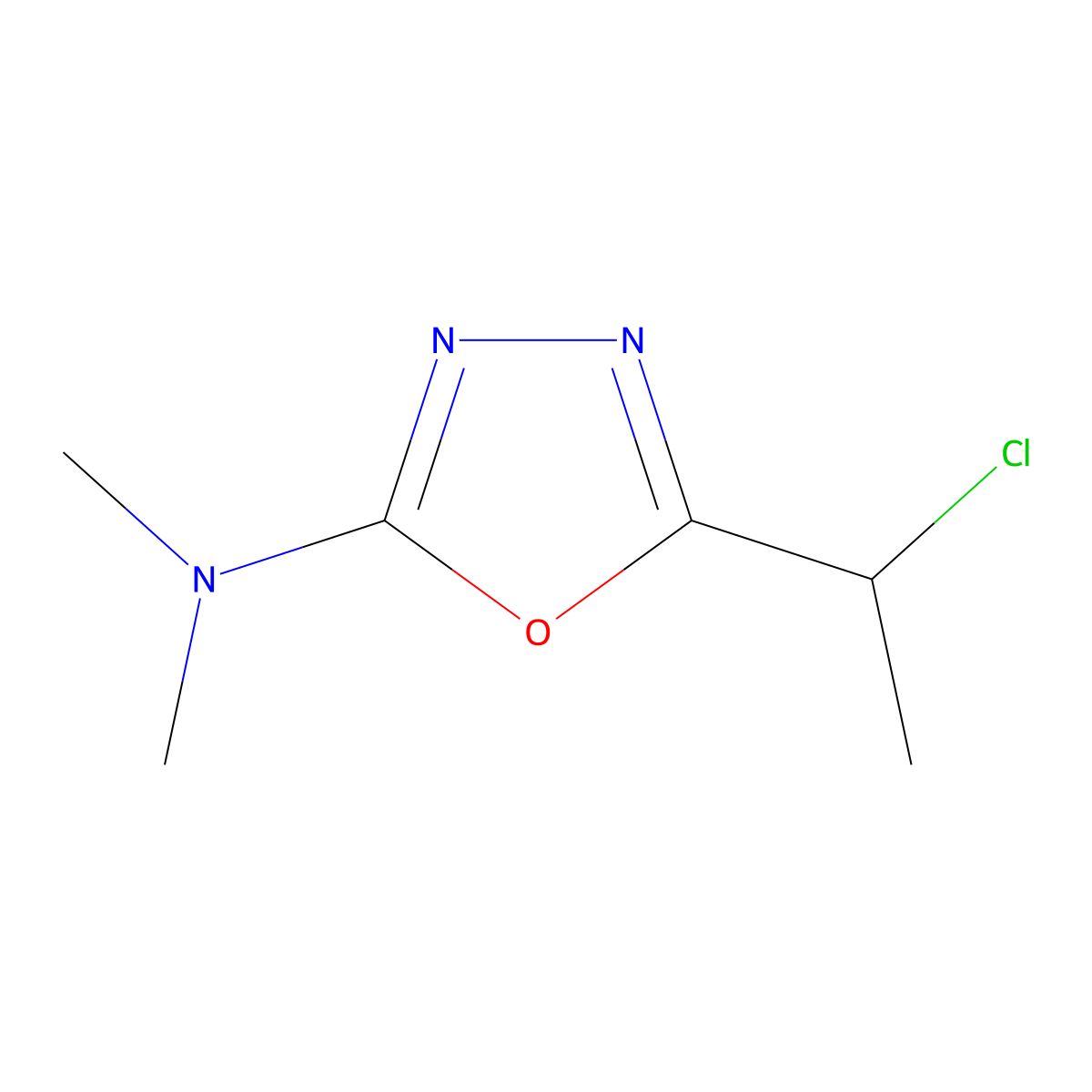 5-(1-chloroethyl)-N,N-dimethyl-1,3,4-oxadiazol-2-amine molecular structure, CAS 1701754-01-9