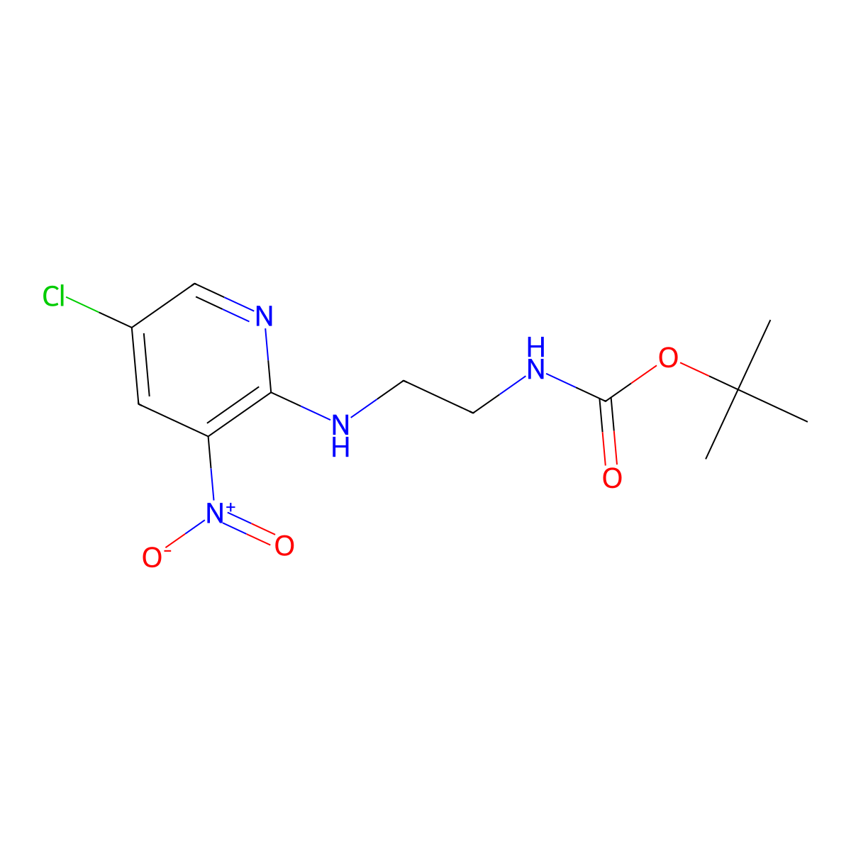 Tert-butyl (2-((5-chloro-3-nitropyridin-2-yl)amino)ethyl)carbamate molecular structure, CAS 1701760-68-0