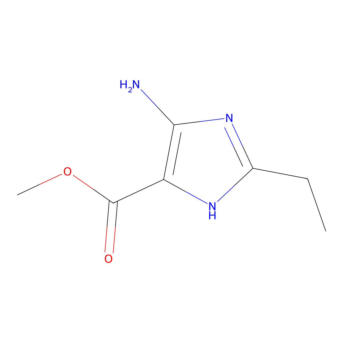methyl 5-amino-2-ethyl-1H-imidazole-4-carboxylate molecular structure, CAS 1701769-21-2