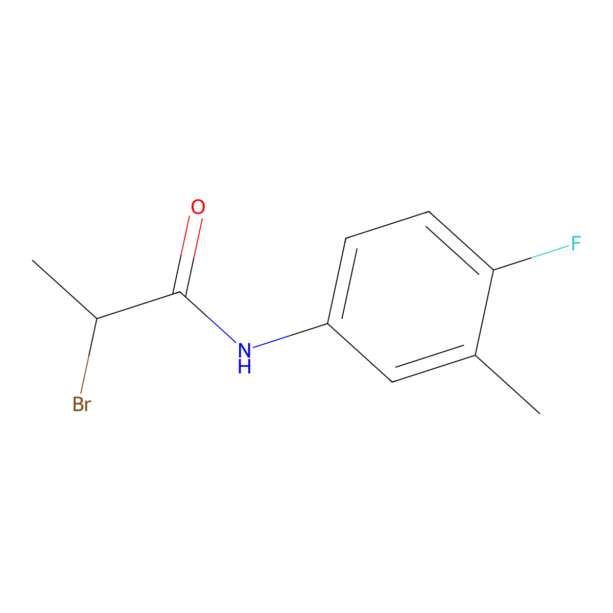 2-Bromo-N-(4-fluoro-3-methylphenyl)propanamide molecular structure, CAS 1701784-03-3