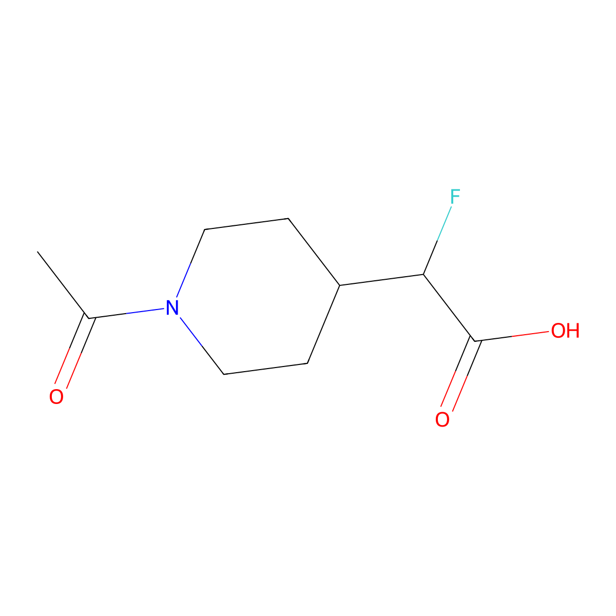 2-(1-Acetylpiperidin-4-yl)-2-fluoroacetic acid molecular structure, CAS 1701802-11-0
