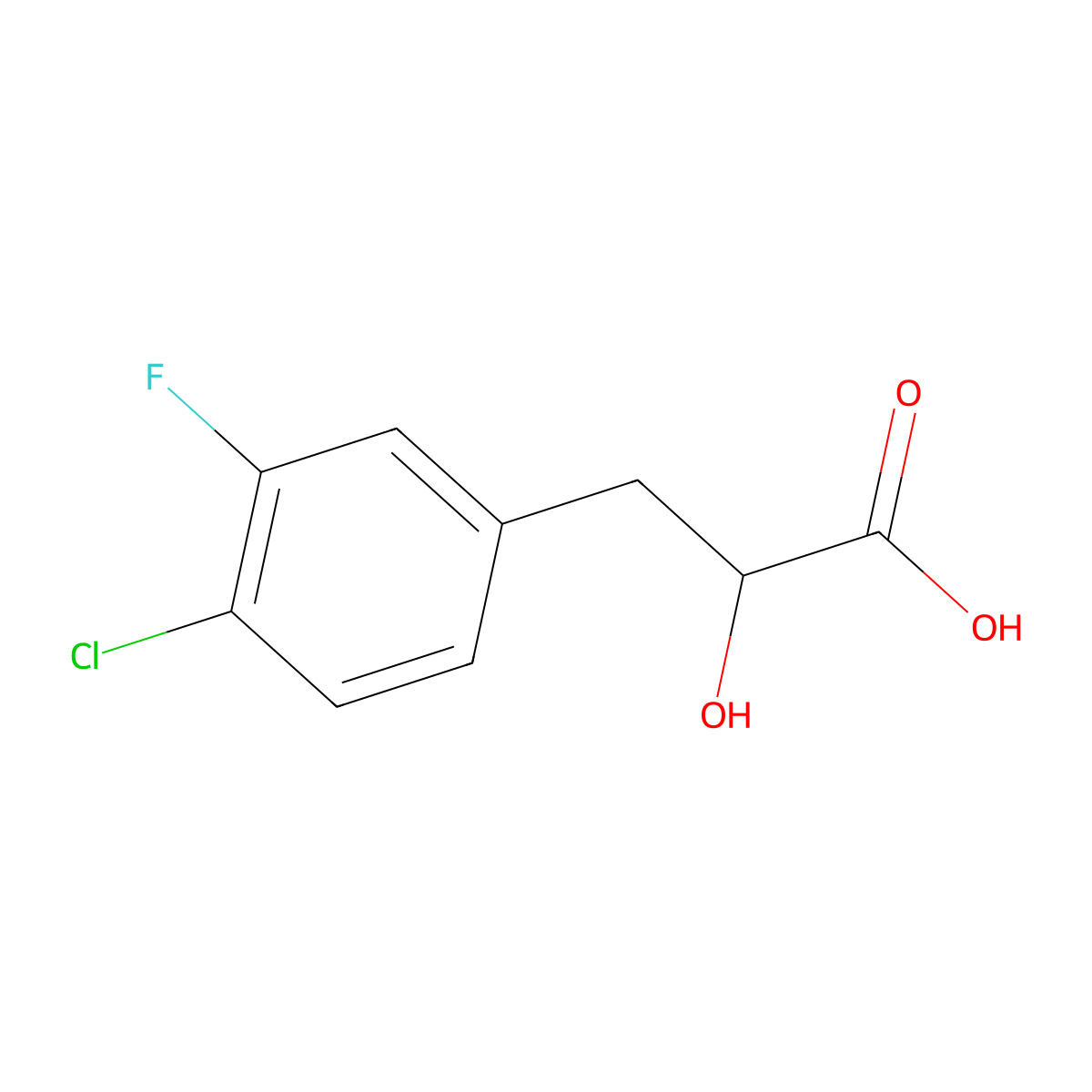 3-(4-Chloro-3-fluorophenyl)-2-hydroxypropanoic acid molecular structure, CAS 1701830-69-4