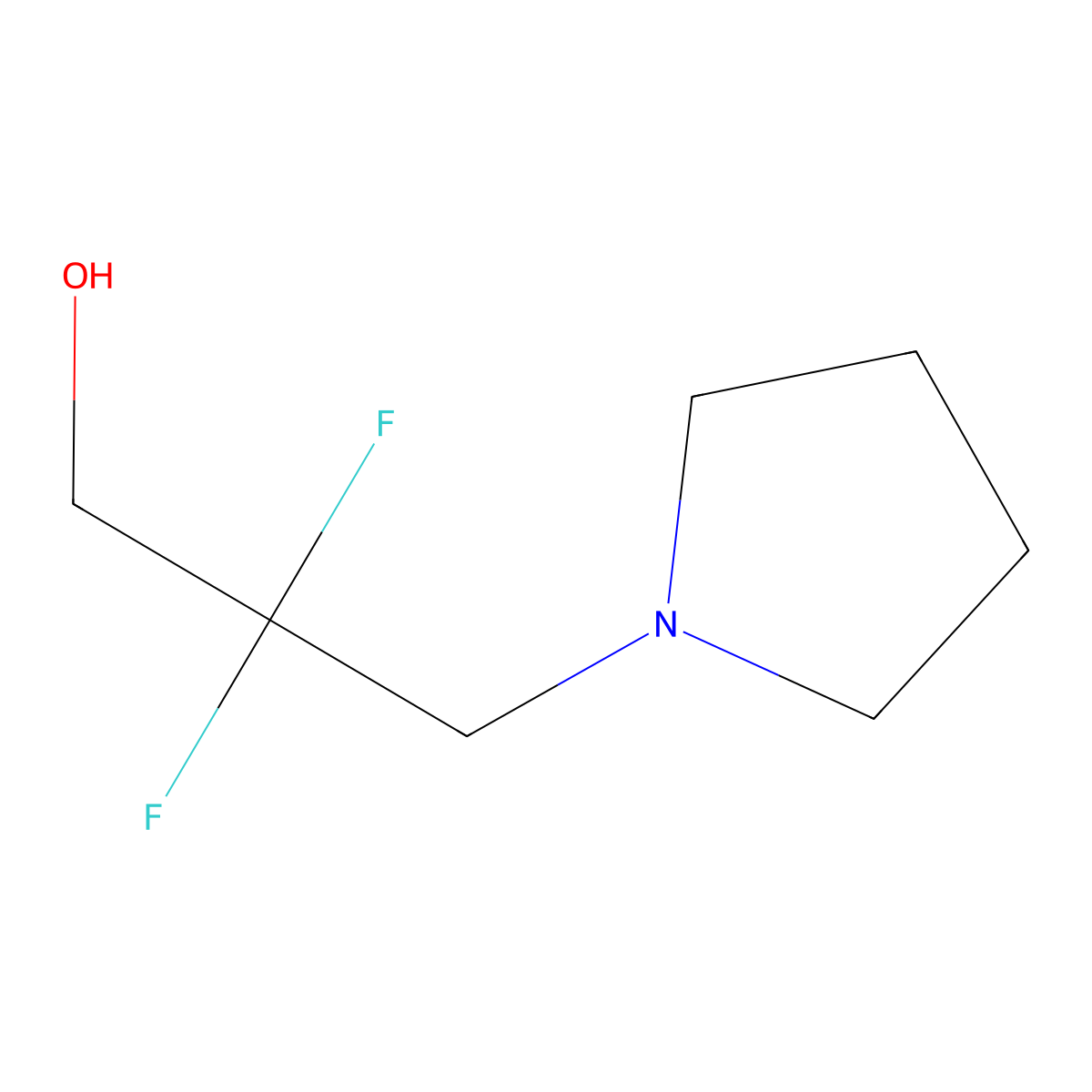 2,2-Difluoro-3-(pyrrolidin-1-yl)propan-1-ol molecular structure, CAS 1701835-69-9