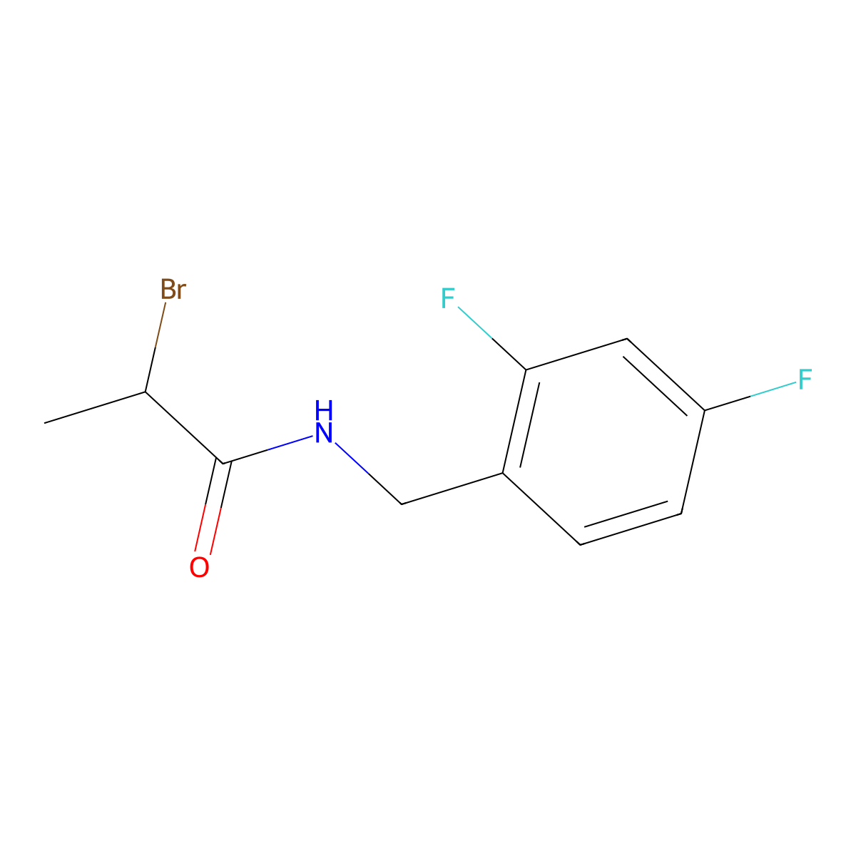 2-Bromo-N-(2,4-difluorobenzyl)propanamide molecular structure, CAS 1701842-93-4