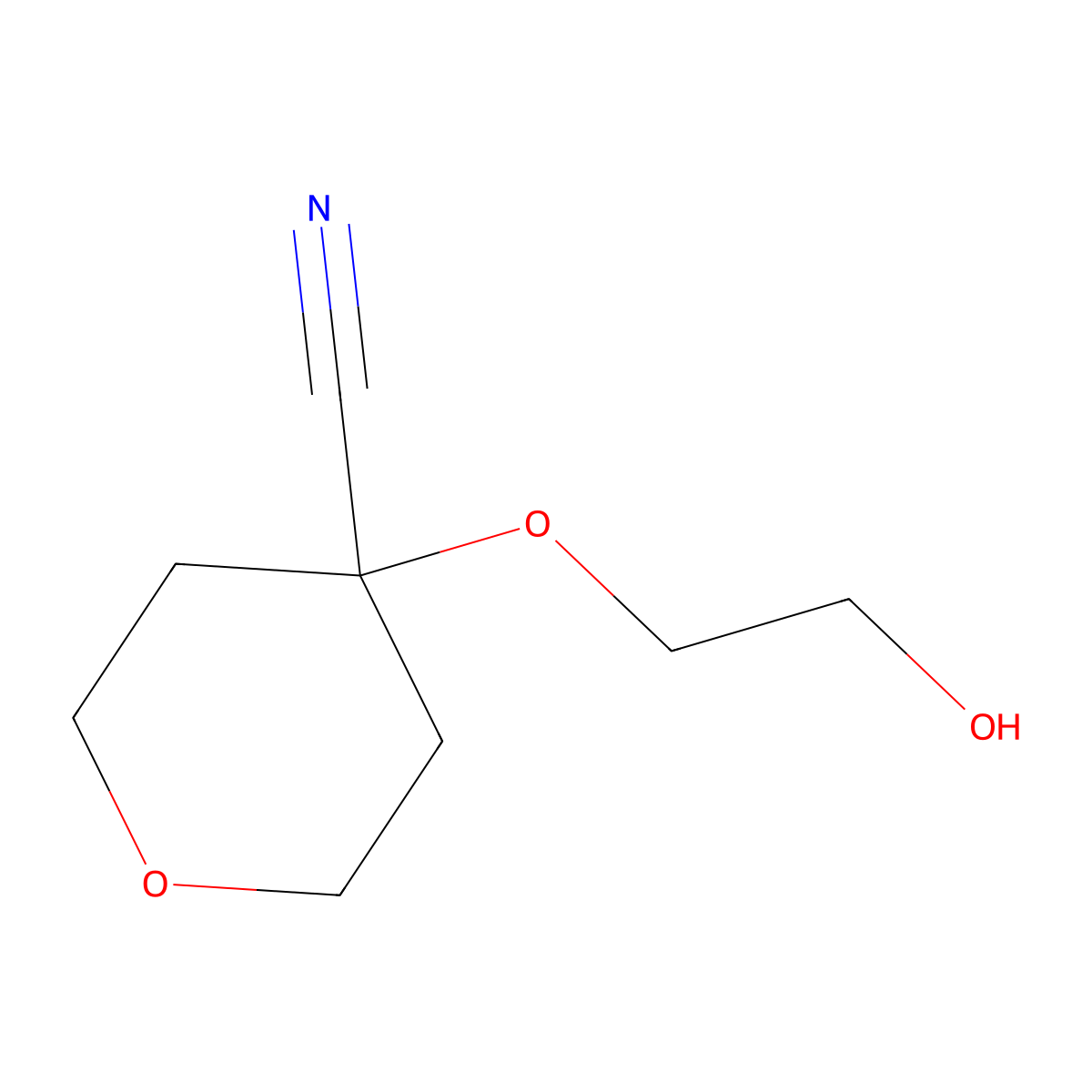 4-(2-Hydroxyethoxy)oxane-4-carbonitrile molecular structure, CAS 1701845-37-5