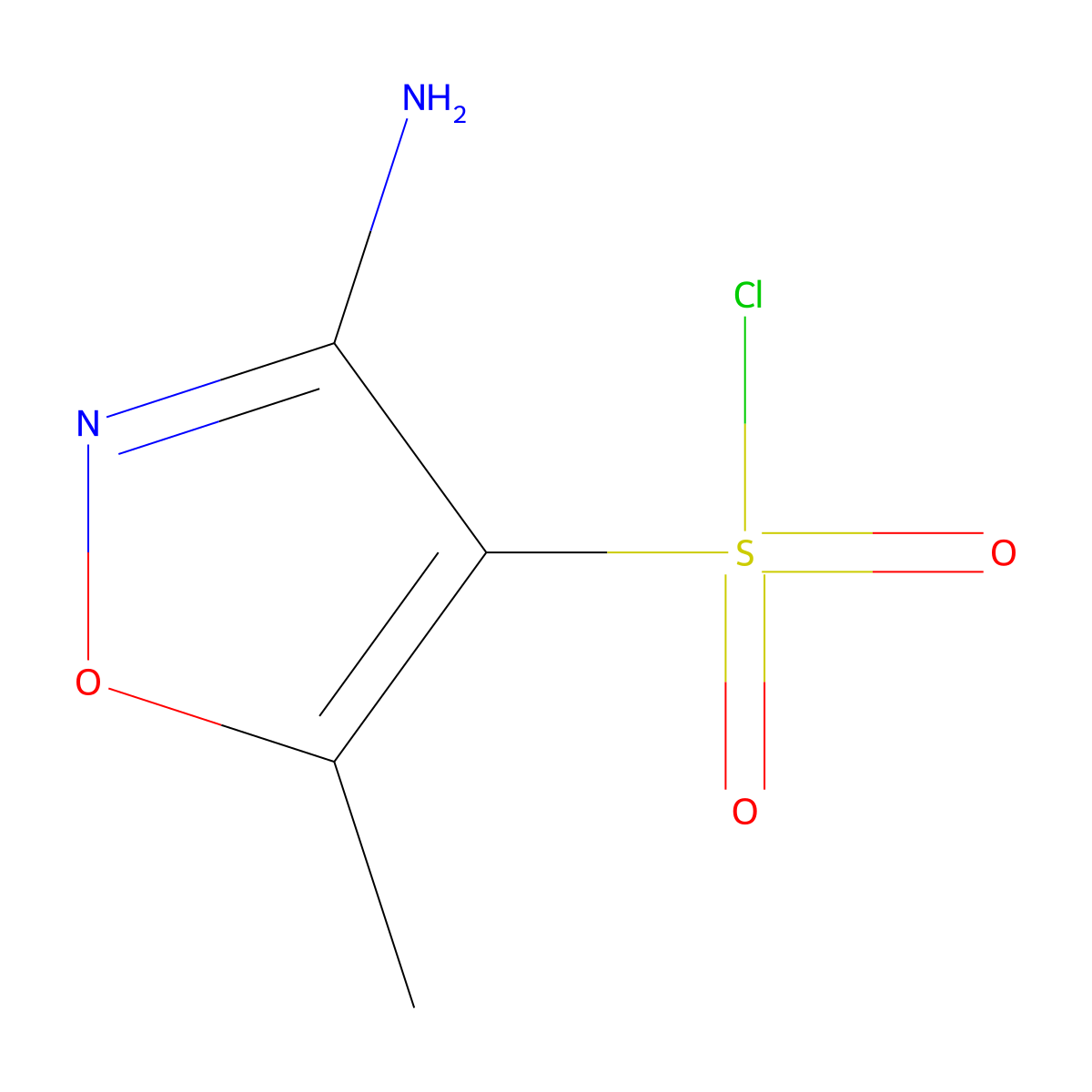 3-Amino-5-methyl-1,2-oxazole-4-sulfonyl chloride molecular structure, CAS 1701865-36-2