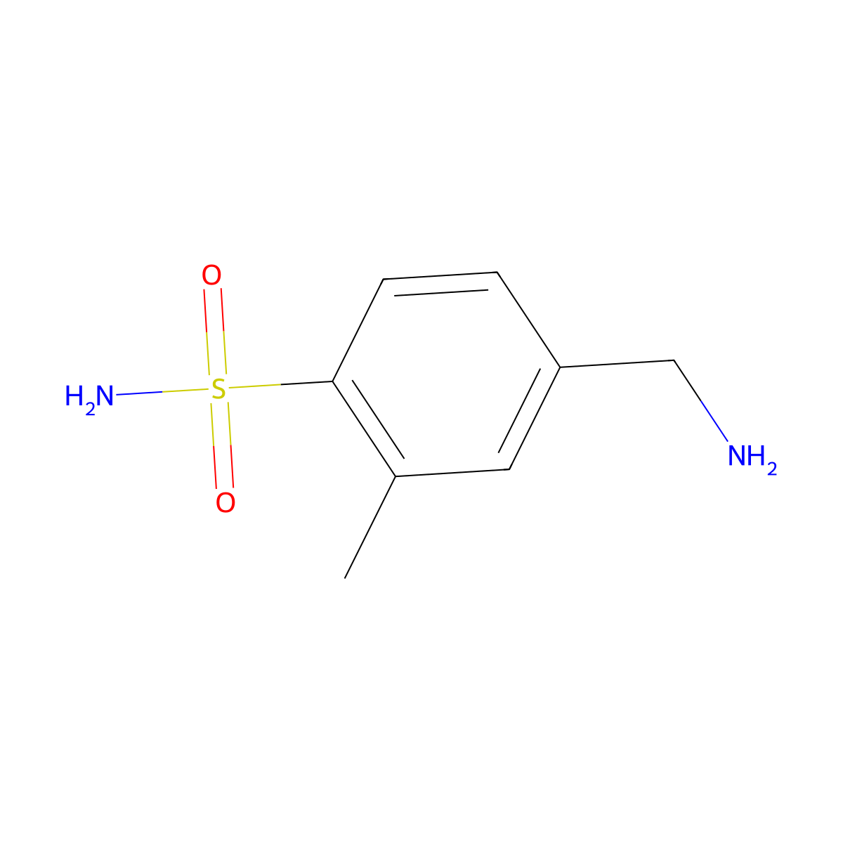 Benzenesulfonamide, 4-(aminomethyl)-2-methyl- molecular structure, CAS 1701875-96-8