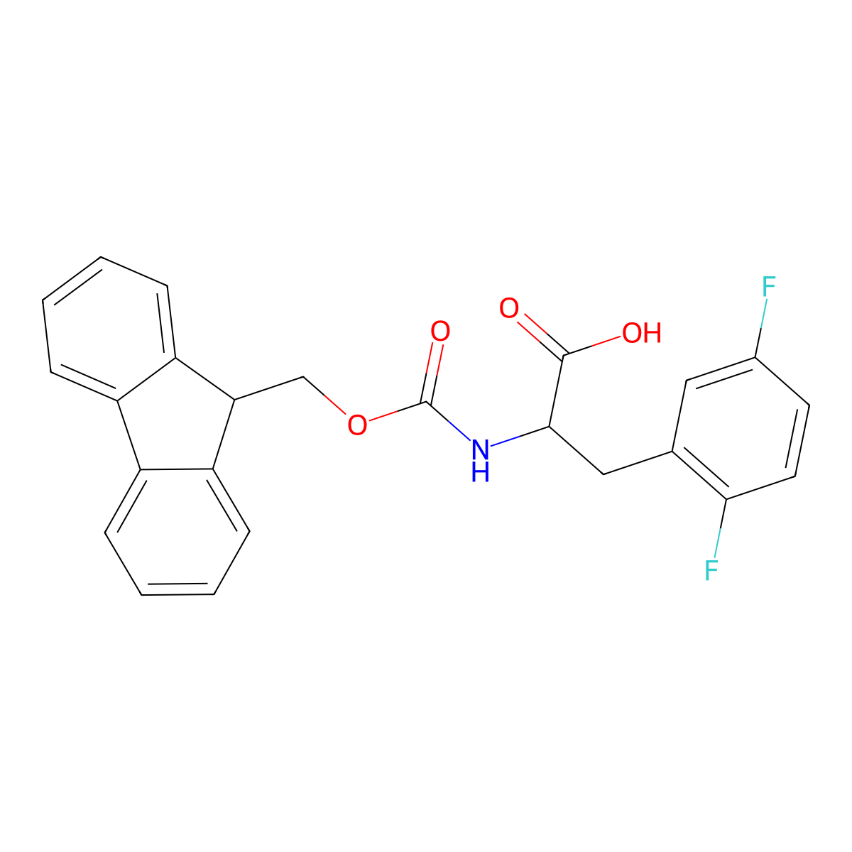2-((((9H-Fluoren-9-yl)methoxy)carbonyl)amino)-3-(2,5-difluorophenyl)propanoic acid molecular structure, CAS 1701877-89-5