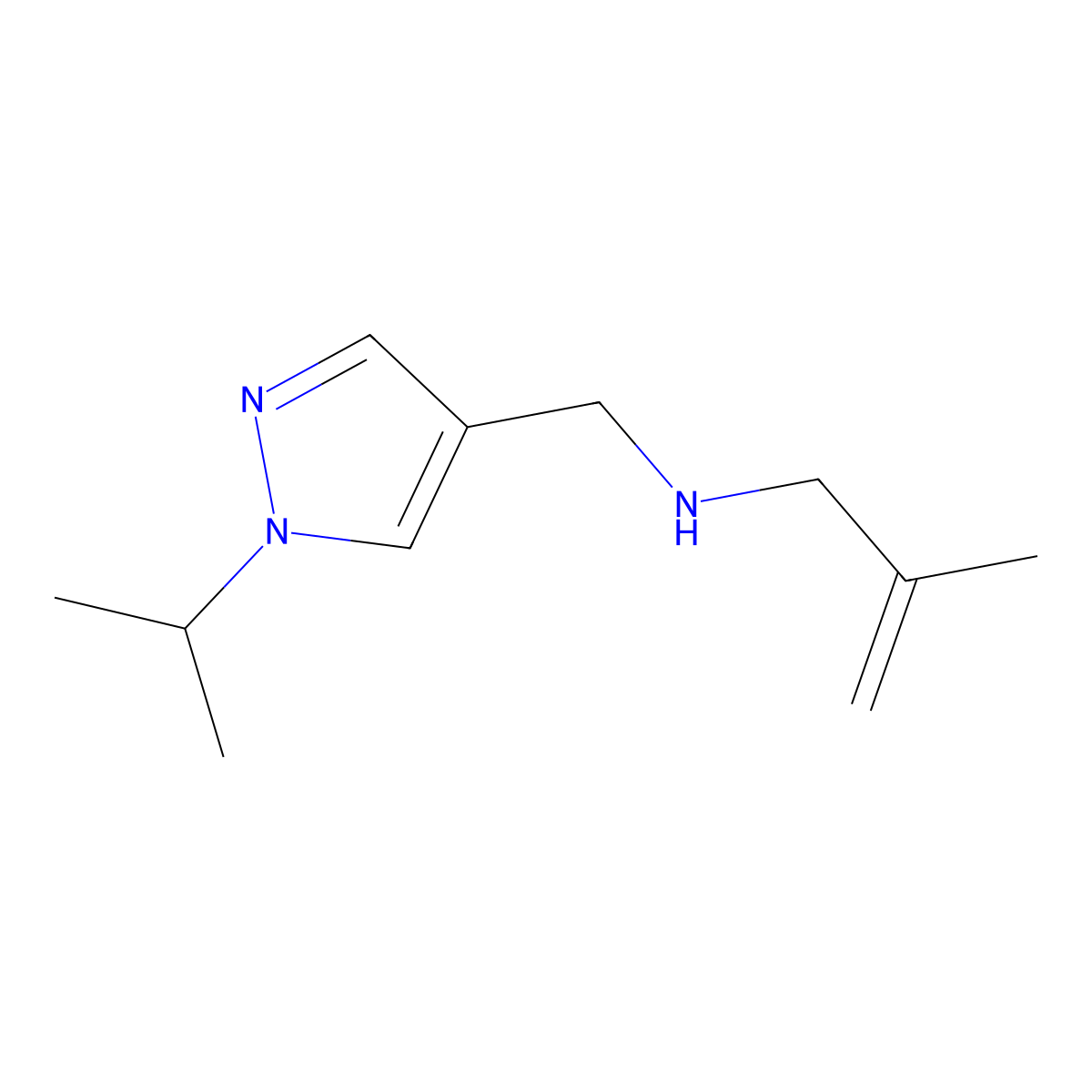 (2-Methylprop-2-en-1-yl)({[1-(propan-2-yl)-1H-pyrazol-4-yl]methyl})amine molecular structure, CAS 1701880-49-0