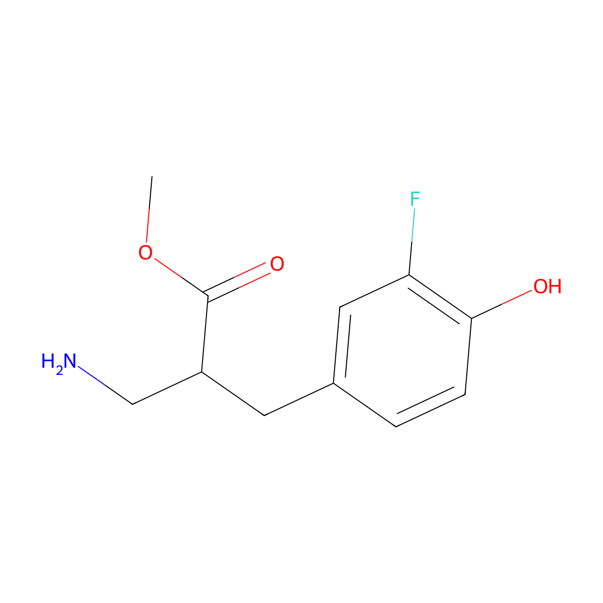 Methyl 3-amino-2-[(3-fluoro-4-hydroxyphenyl)methyl]propanoate molecular structure, CAS 1701892-28-5