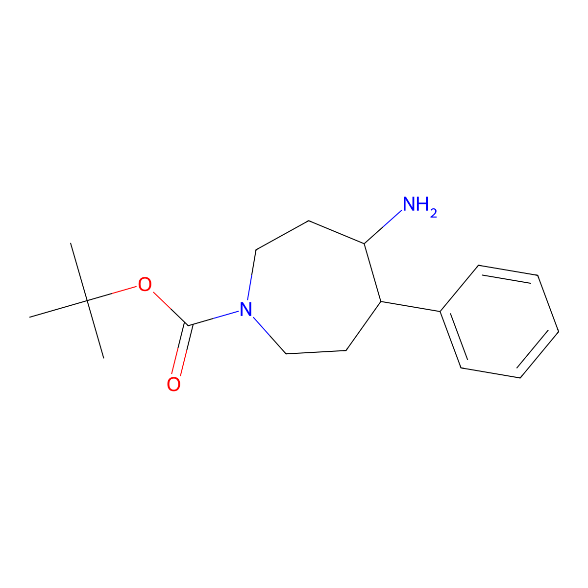Tert-butyl 4-amino-5-phenylazepane-1-carboxylate molecular structure, CAS 1701917-56-7
