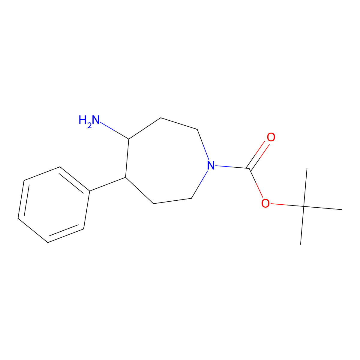 Tert-butyl 4-amino-5-phenylazepane-1-carboxylate molecular structure, CAS 1701917-56-7
