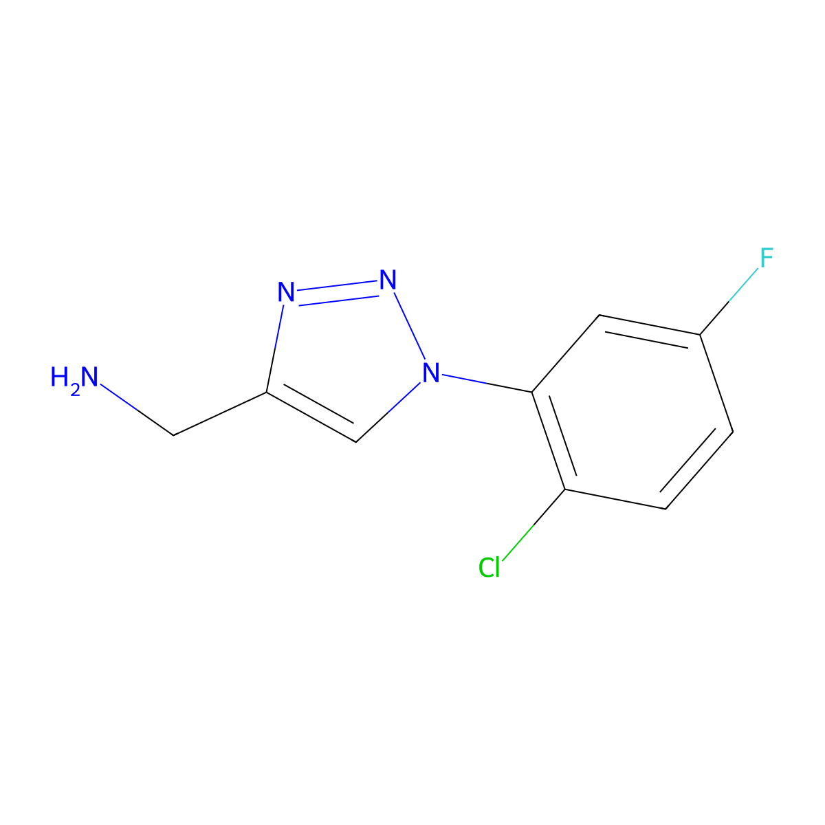 [1-(2-chloro-5-fluorophenyl)-1H-1,2,3-triazol-4-yl]methanamine molecular structure, CAS 1701919-37-0